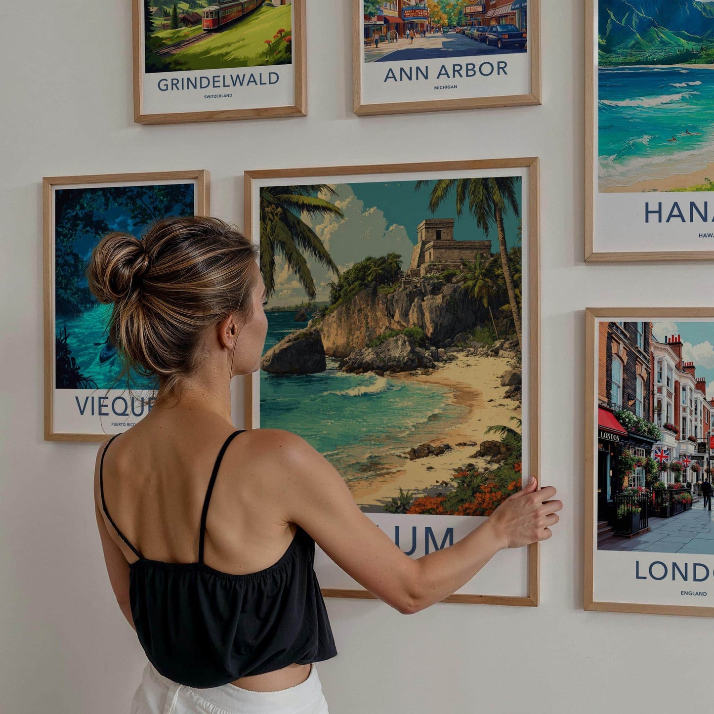 Tulum Poster - Mexico Travel Art - Ancient Cliff Beach Home Decor