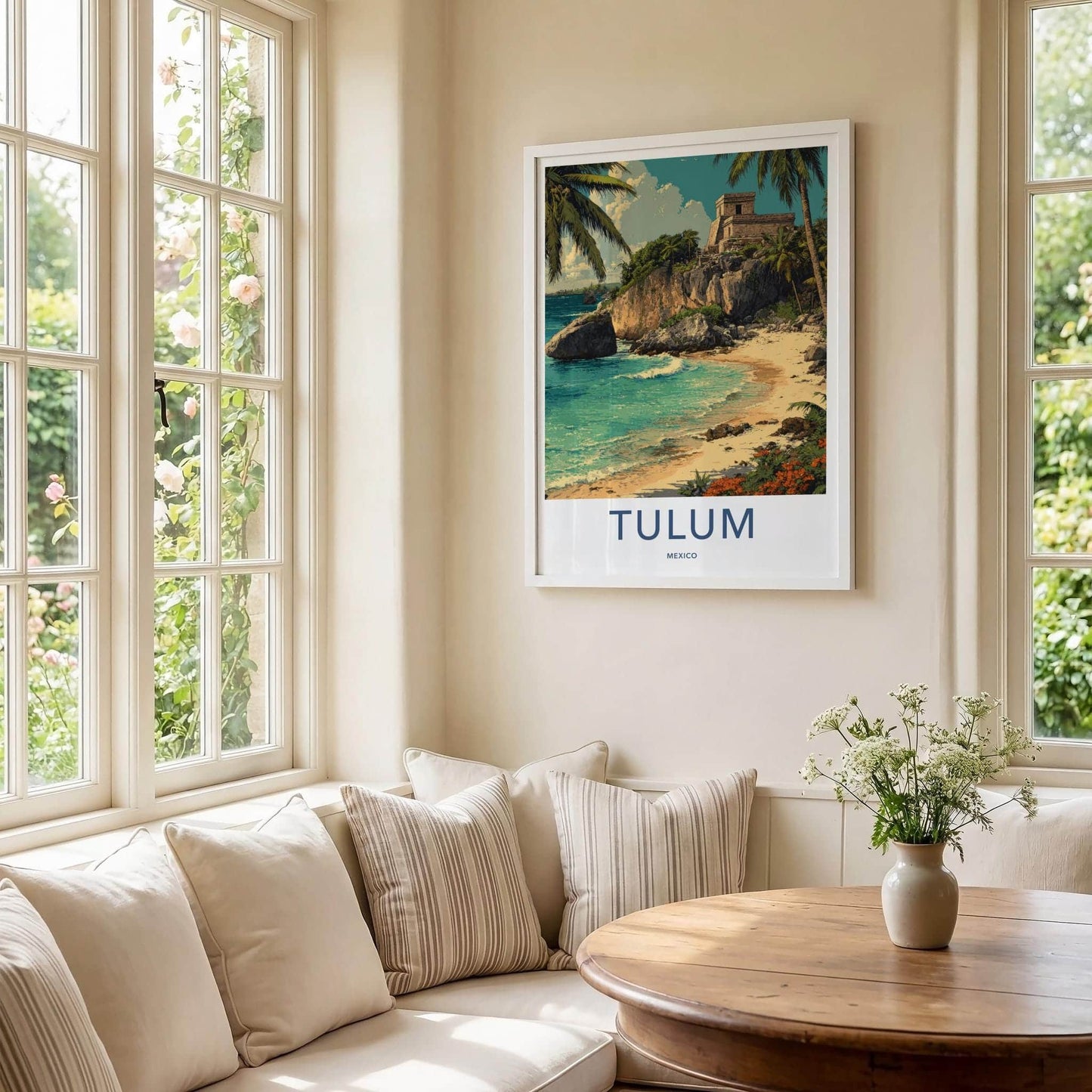Tulum Poster - Mexico Travel Art - Ancient Cliff Beach Home Decor