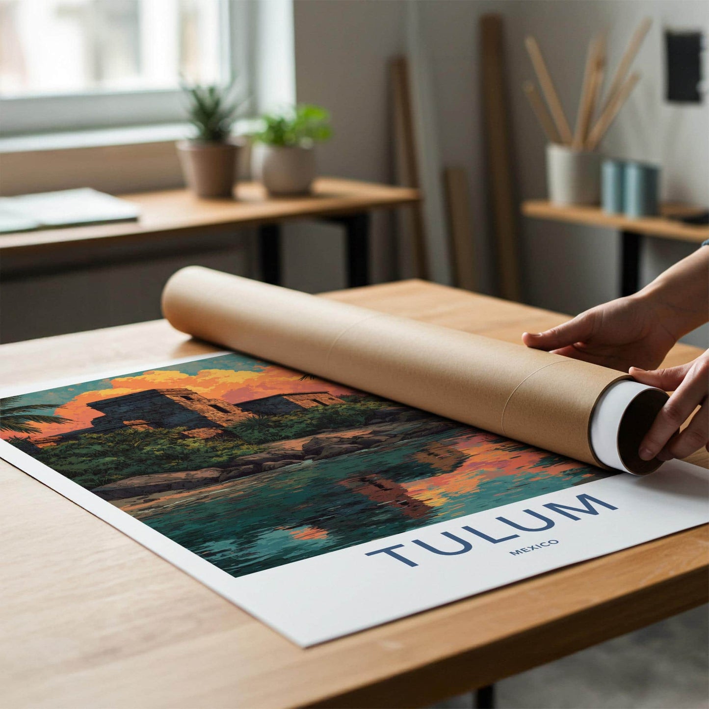 Tulum Poster - Mexico Travel Art - Ancient Coastal Ruins Home Decor