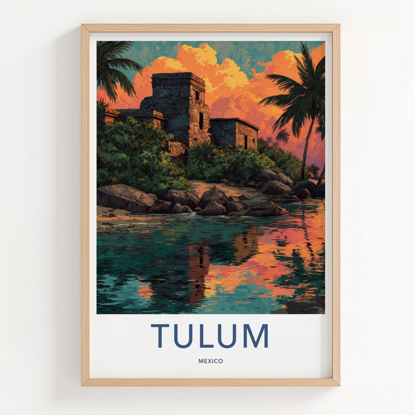 Tulum Poster - Mexico Travel Art - Ancient Coastal Ruins Home Decor