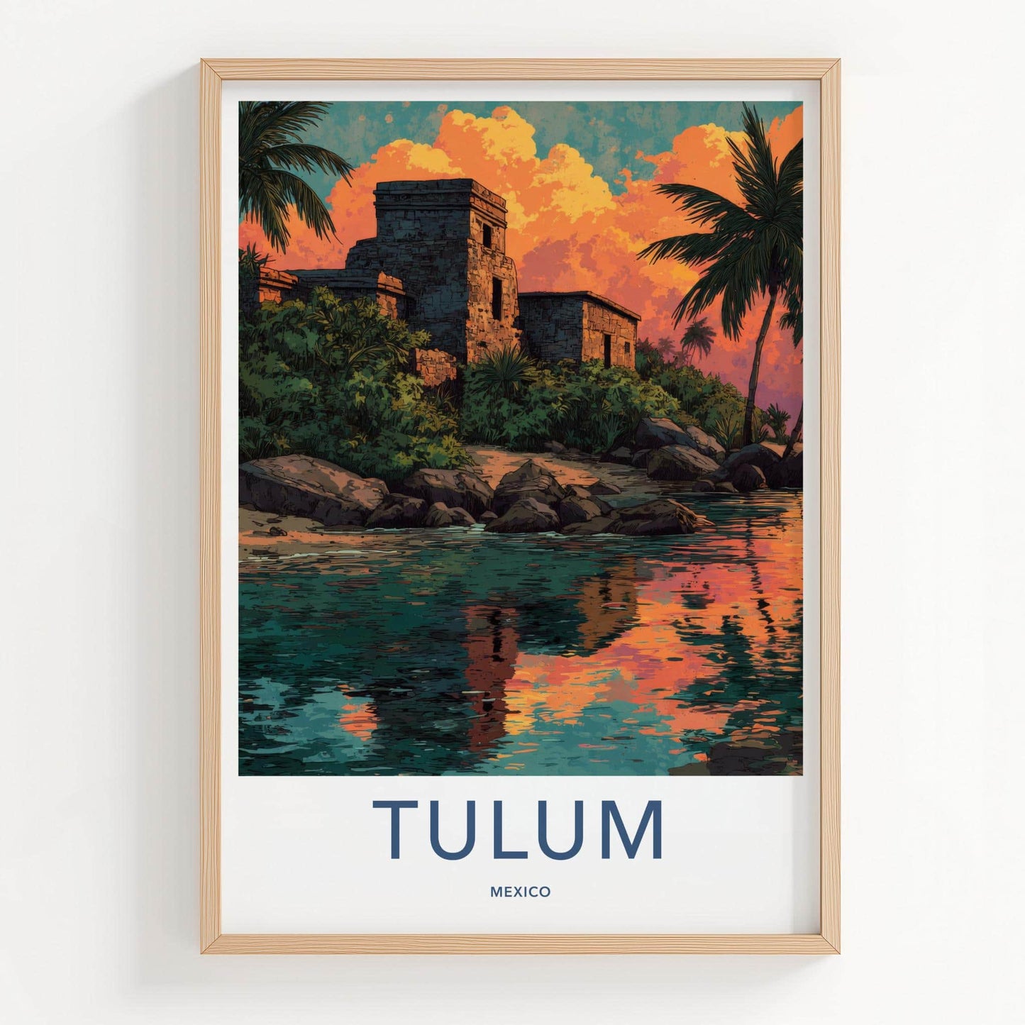 Tulum Poster - Mexico Travel Art - Ancient Coastal Ruins Home Decor
