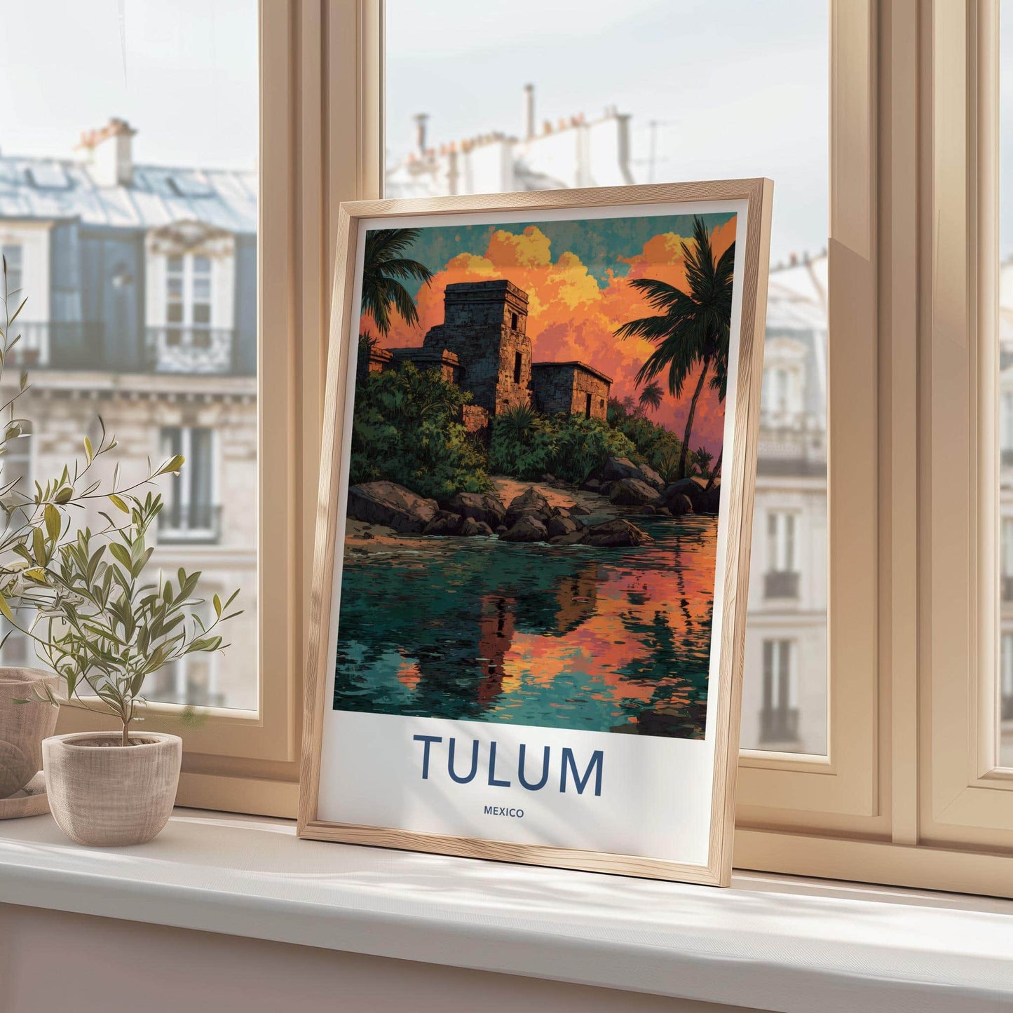 Tulum Poster - Mexico Travel Art - Ancient Coastal Ruins Home Decor