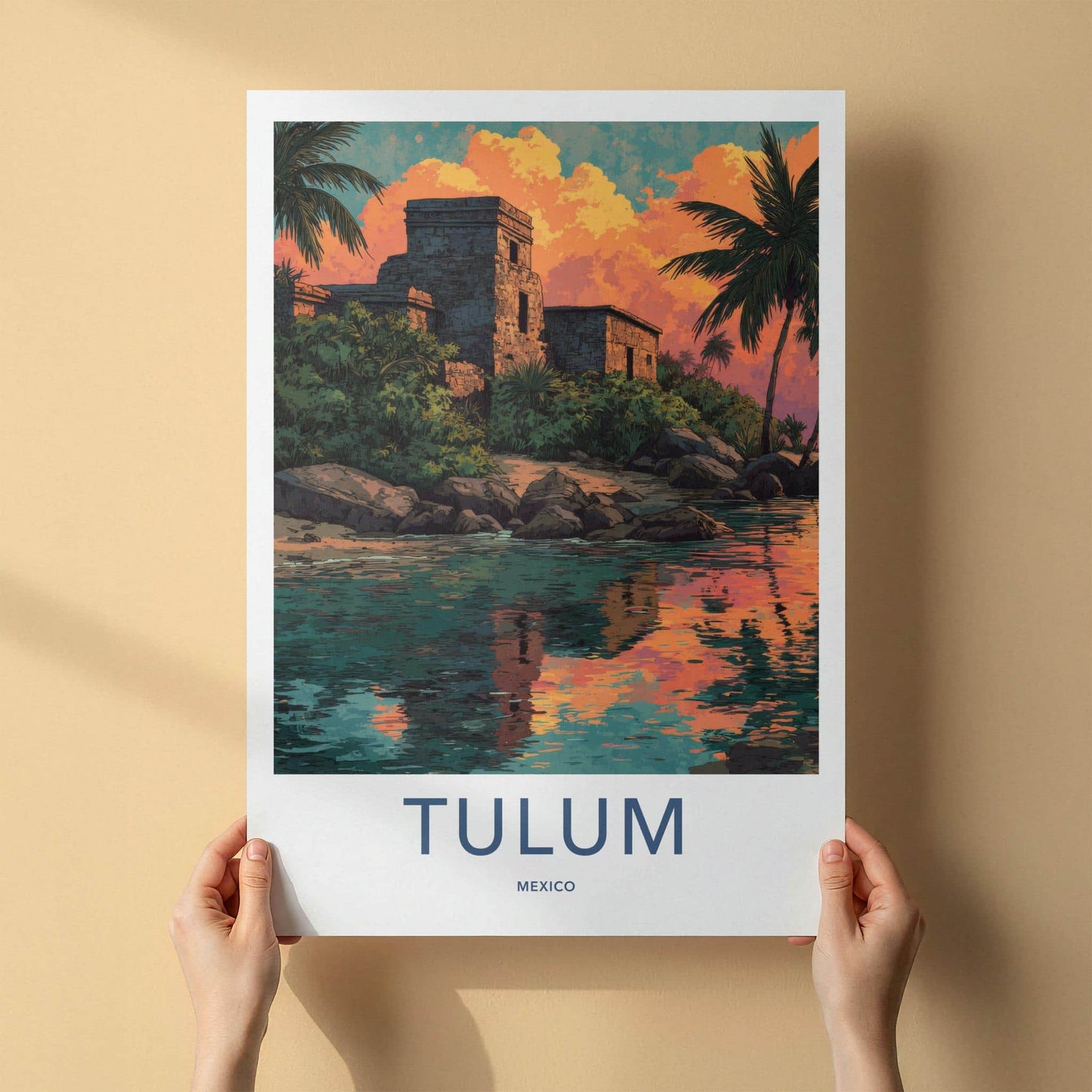 Tulum Poster - Mexico Travel Art - Ancient Coastal Ruins Home Decor