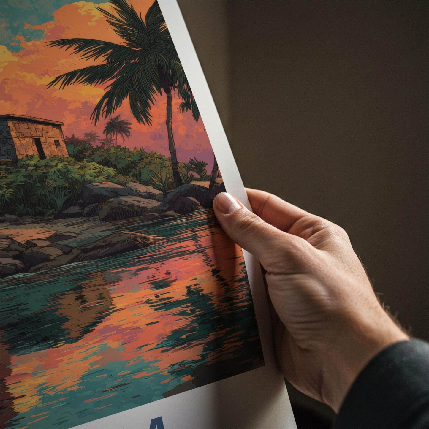 Tulum Poster - Mexico Travel Art - Ancient Coastal Ruins Home Decor