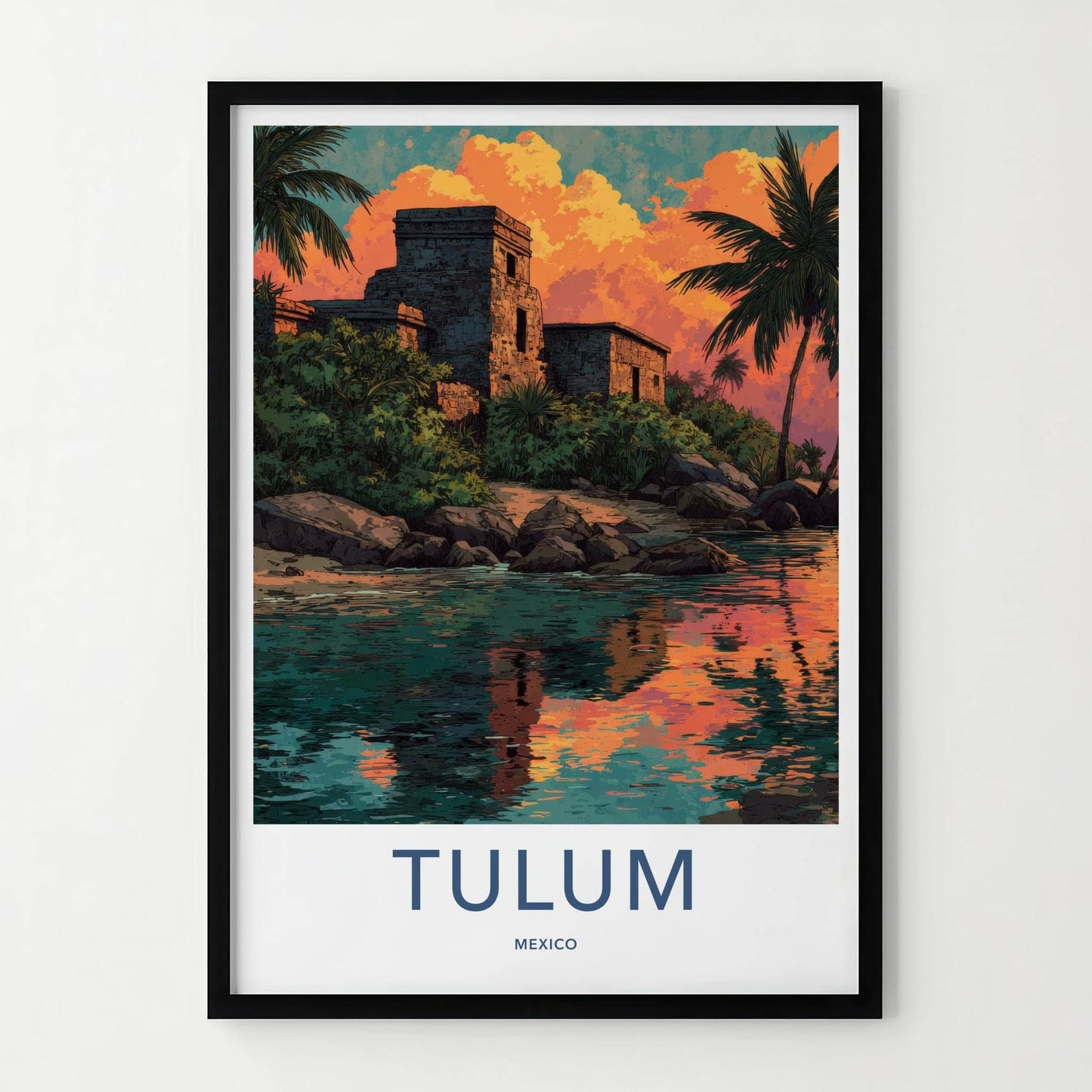 Tulum Poster - Mexico Travel Art - Ancient Coastal Ruins Home Decor