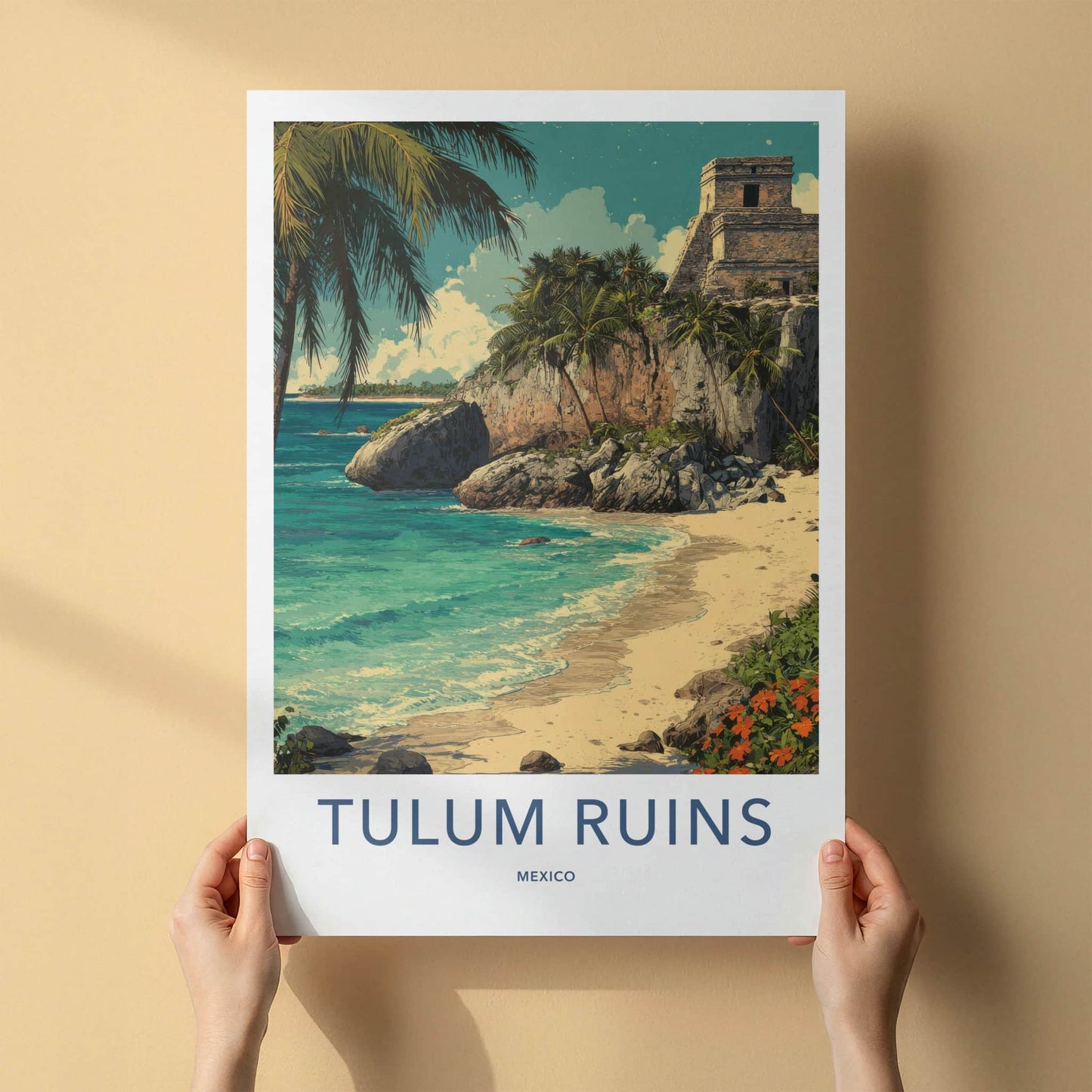 Tulum Poster - Mexico Travel Art - Ancient Mayan Temple Home Decor