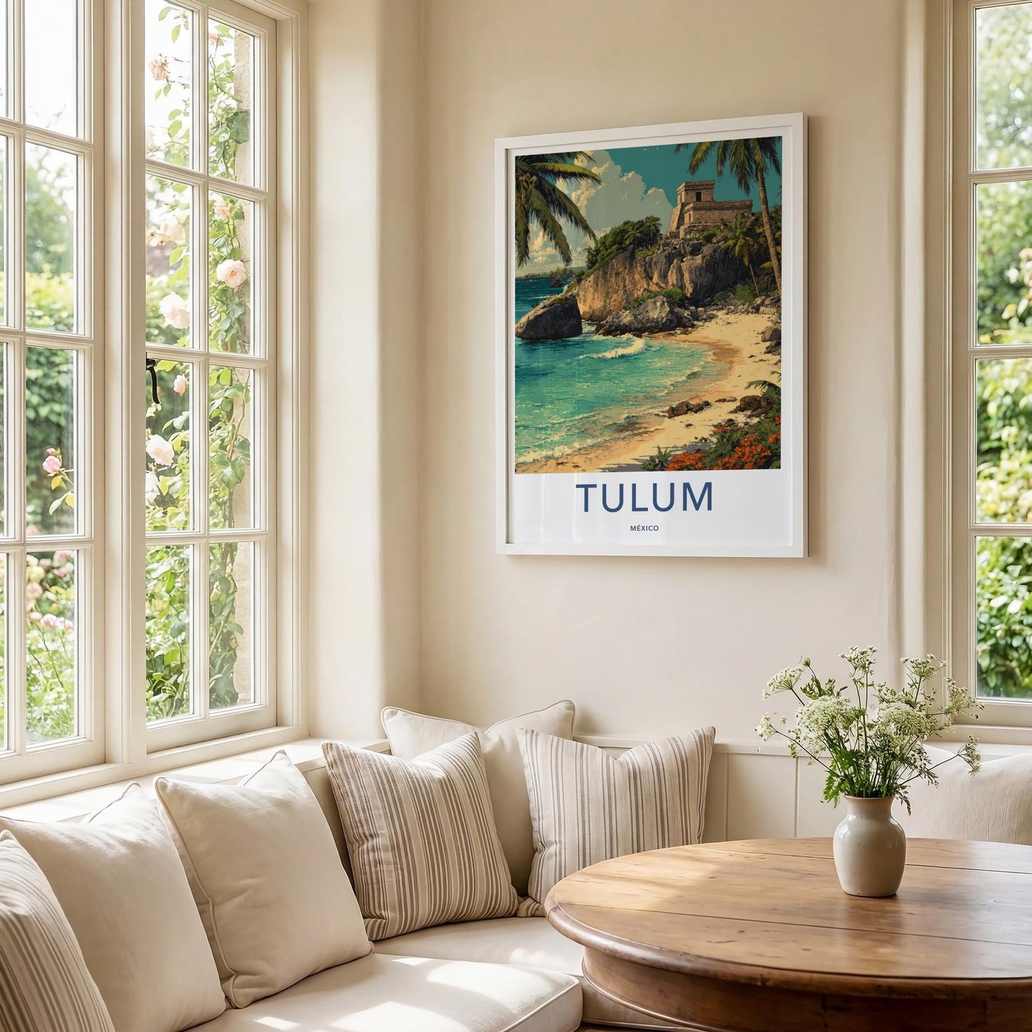 Tulum Poster - Mexico Travel Art - Coastal Cliff Temple Home Decor