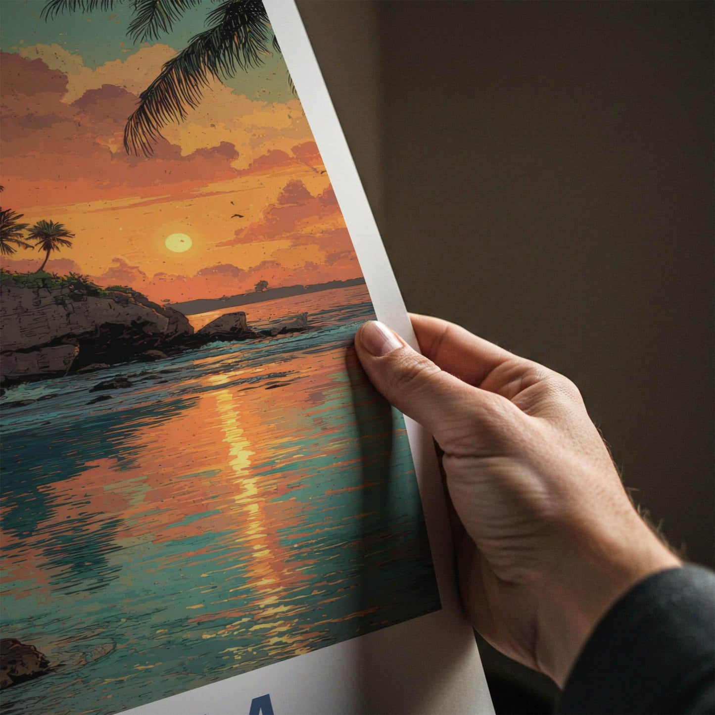 Tulum Poster - Mexico Travel Art - Tropical Cliff Sunset Home Decor