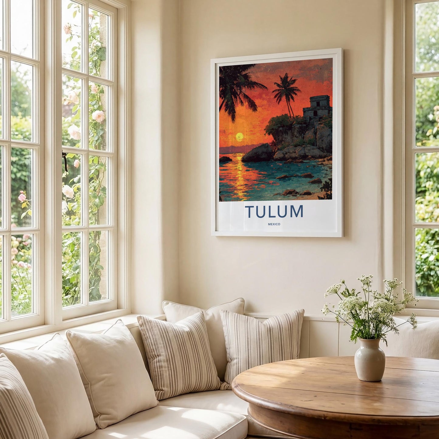 Tulum Poster - Mexico Travel Art - Tropical Ruins Sunset Wall Decor