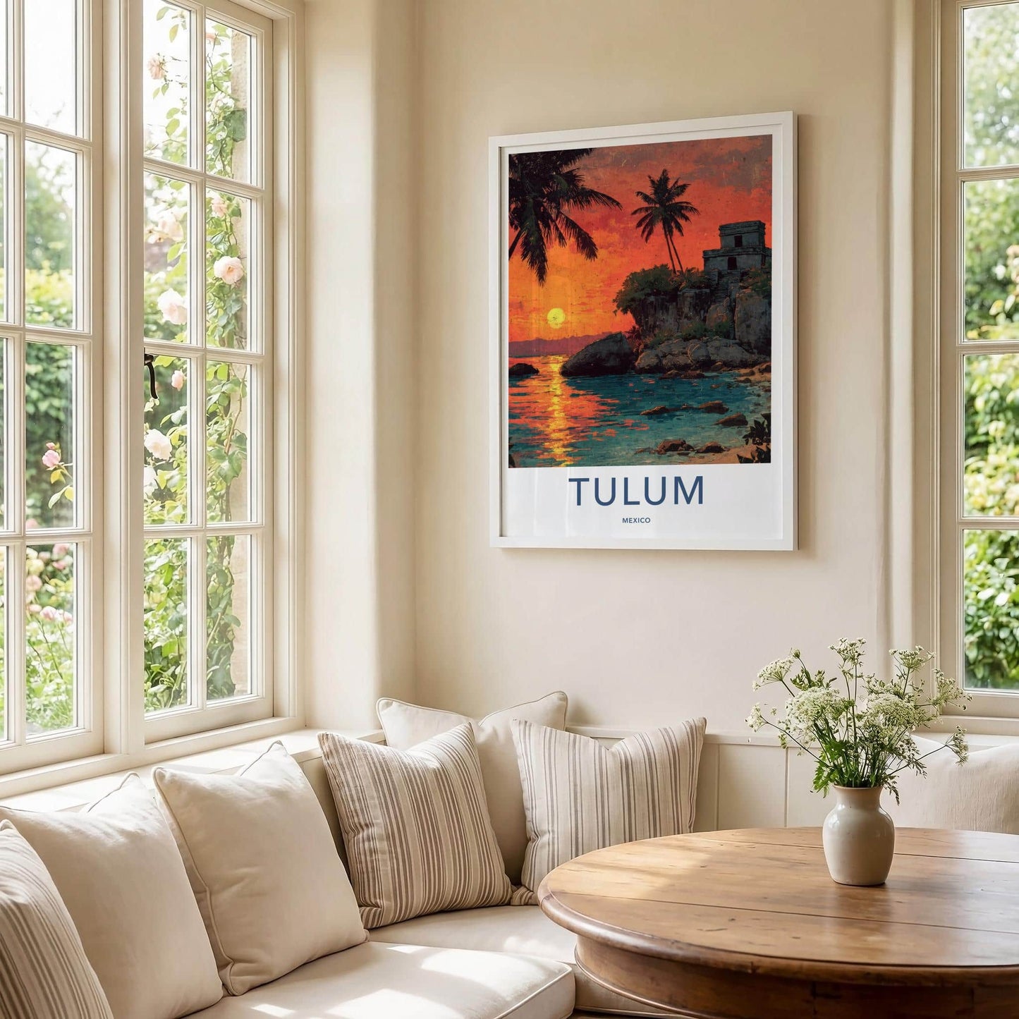 Tulum Poster - Mexico Travel Art - Tropical Ruins Sunset Wall Decor