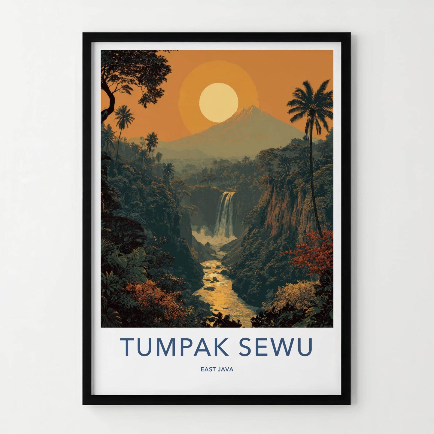 Tumpak Sewu Poster - Indonesia Travel Art - Jungle Waterfall Gorge Gallery Art