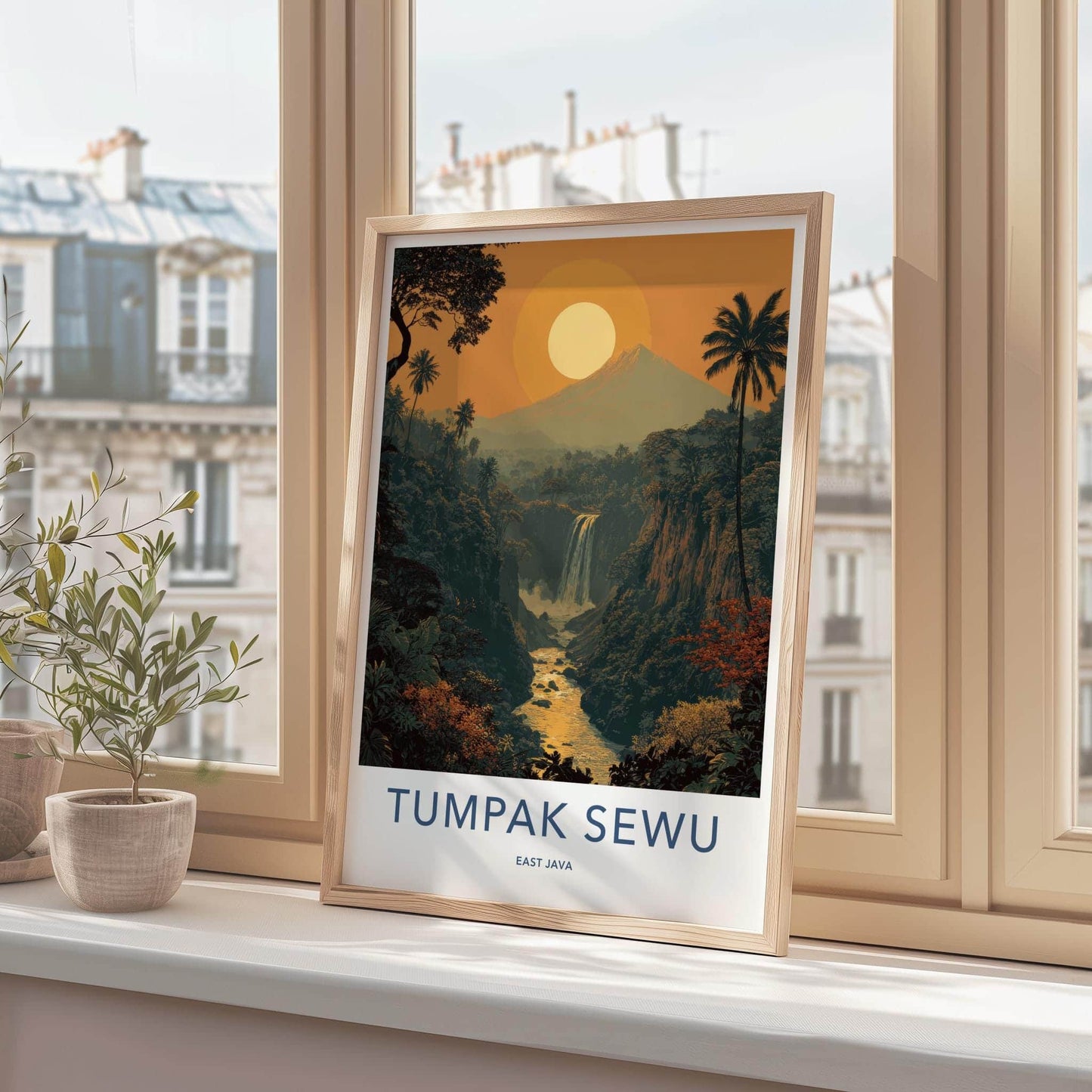 Tumpak Sewu Poster - Indonesia Travel Art - Jungle Waterfall Gorge Gallery Art