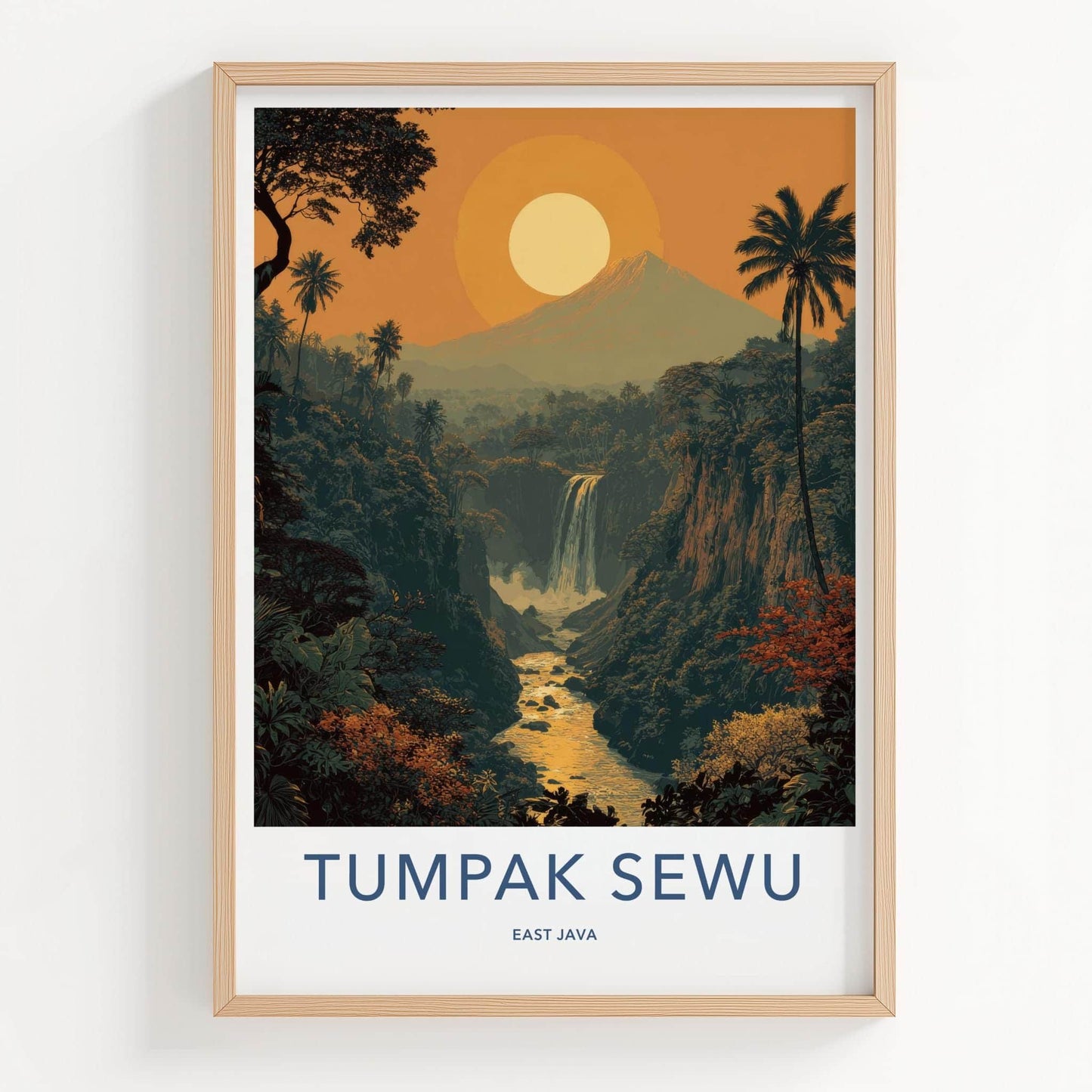 Tumpak Sewu Poster - Indonesia Travel Art - Jungle Waterfall Gorge Gallery Art