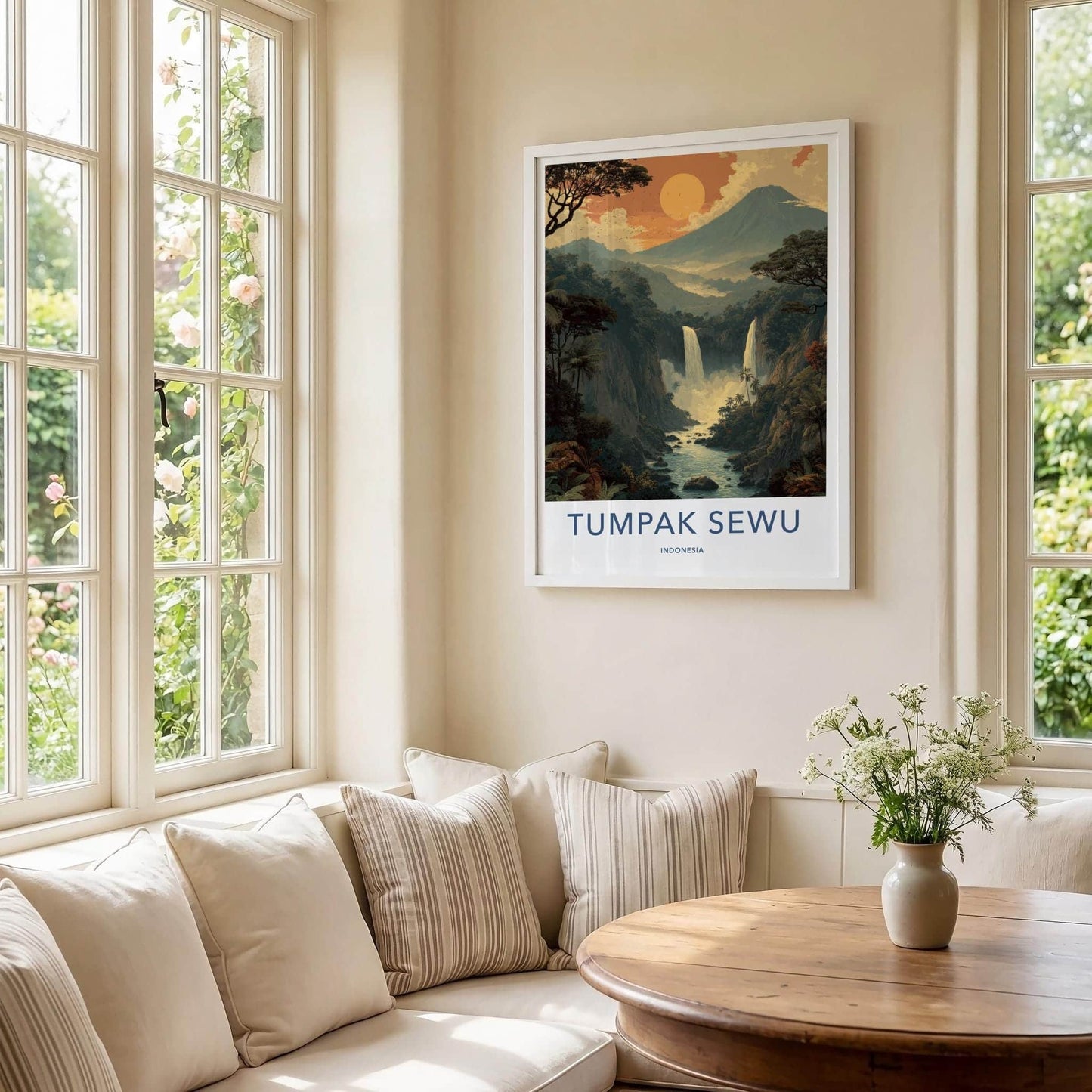 Tumpak Sewu Poster - Indonesia Travel Art - Majestic Tropical Falls Home Decor