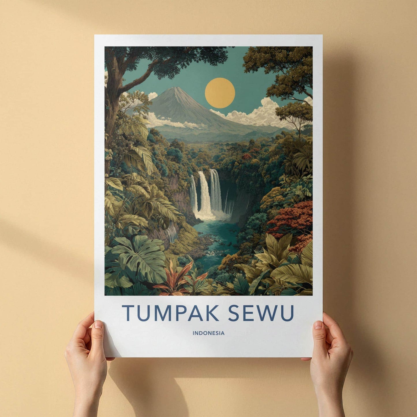 Tumpak Sewu Poster - Indonesia Wall Art - Lush Jungle Waterfall Home Decor