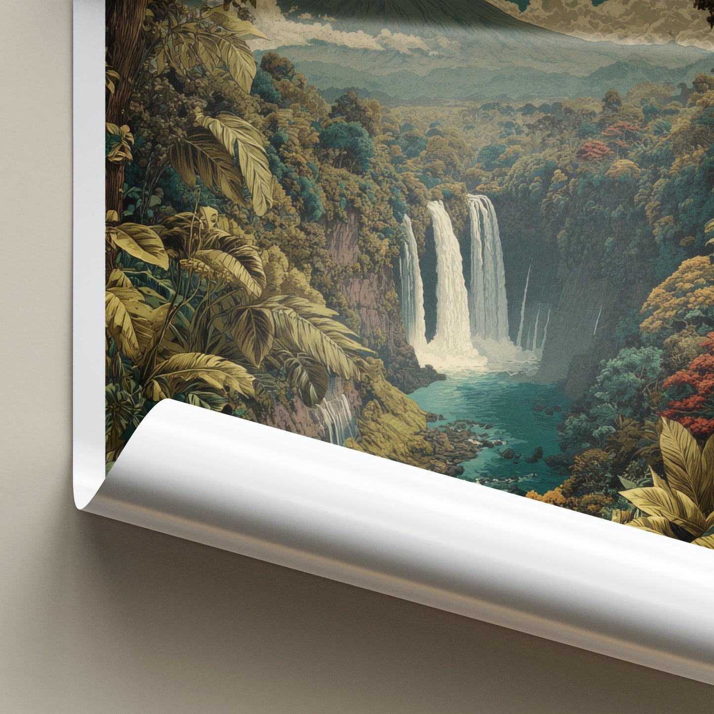 Tumpak Sewu Poster - Indonesia Wall Art - Lush Jungle Waterfall Home Decor