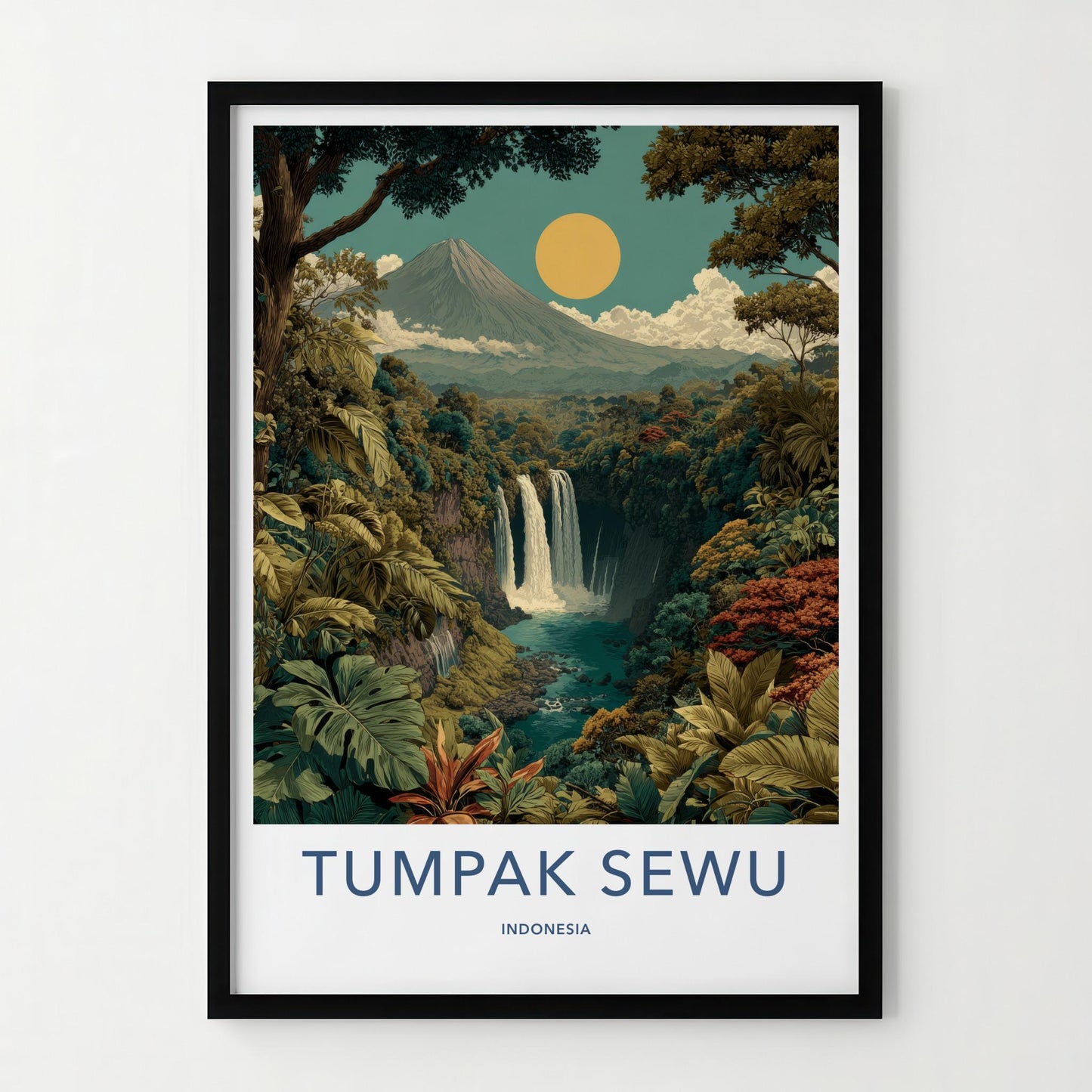Tumpak Sewu Poster - Indonesia Wall Art - Lush Jungle Waterfall Home Decor