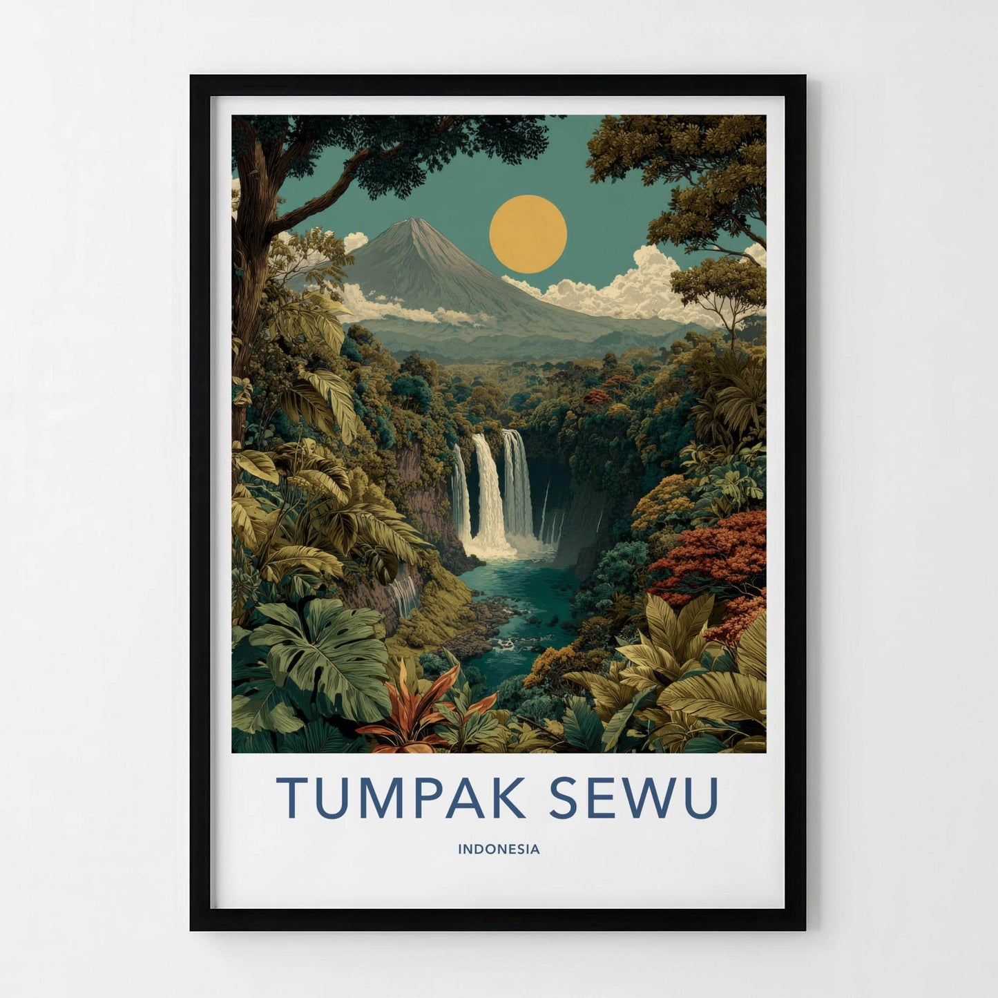 Tumpak Sewu Poster - Indonesia Wall Art - Lush Jungle Waterfall Home Decor