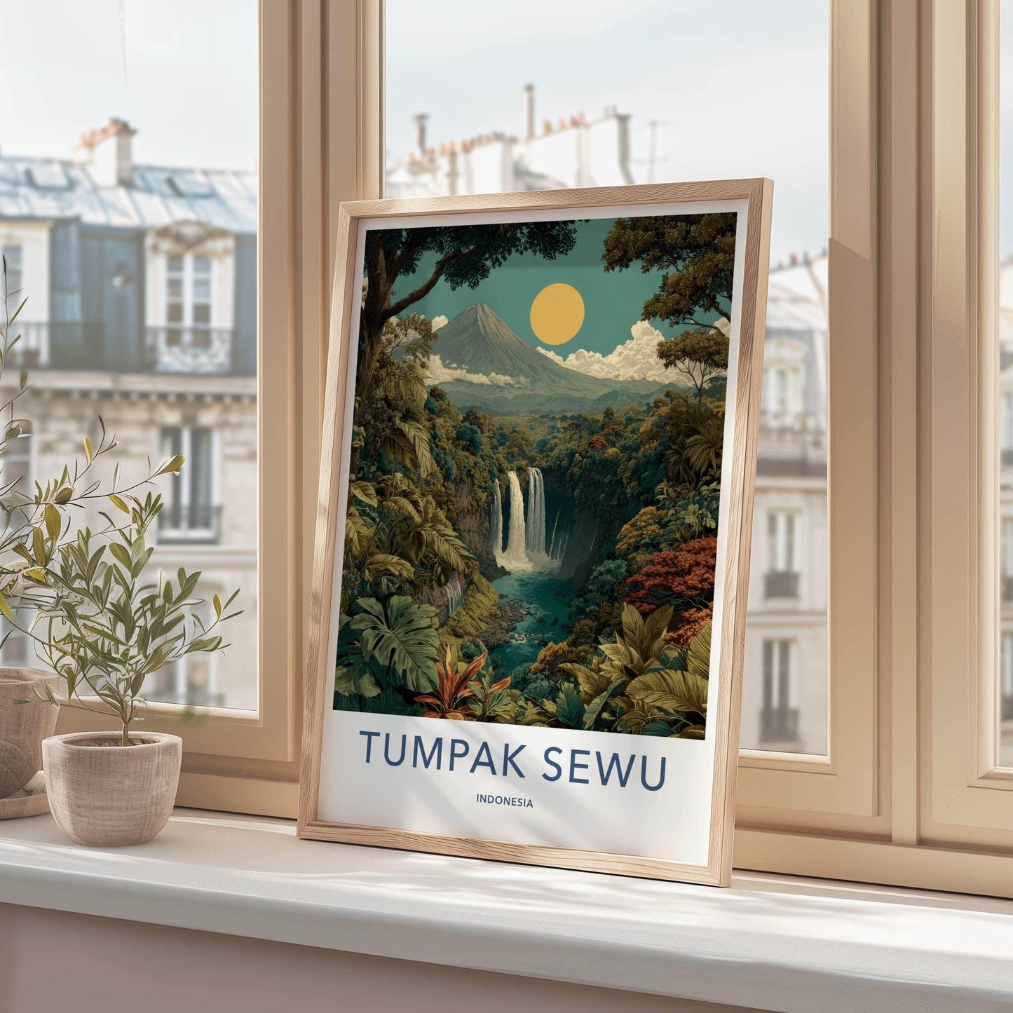 Tumpak Sewu Poster - Indonesia Wall Art - Lush Jungle Waterfall Home Decor