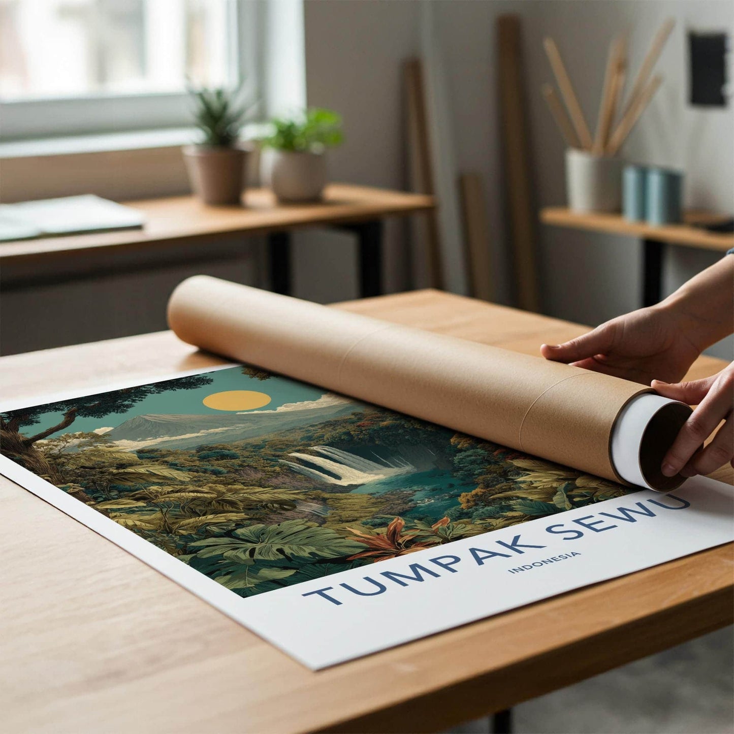 Tumpak Sewu Poster - Indonesia Wall Art - Lush Jungle Waterfall Home Decor
