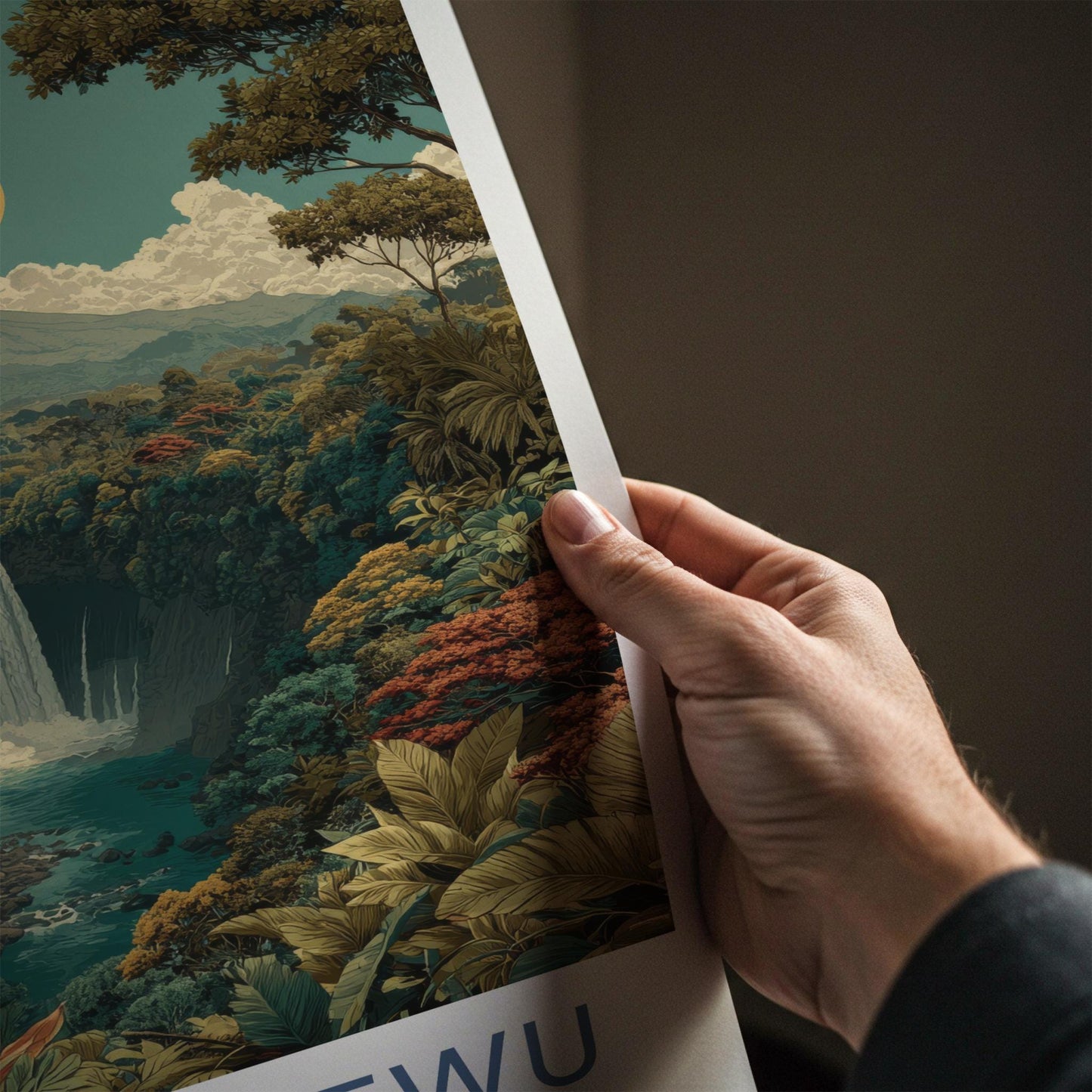Tumpak Sewu Poster - Indonesia Wall Art - Lush Jungle Waterfall Home Decor
