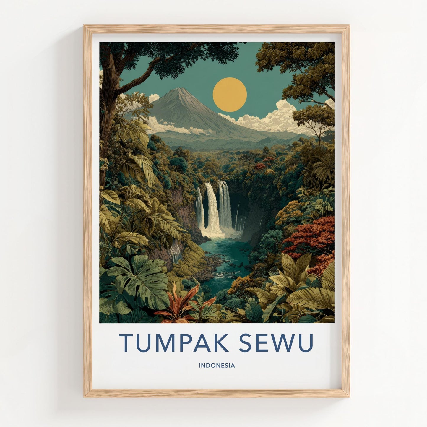 Tumpak Sewu Poster - Indonesia Wall Art - Lush Jungle Waterfall Home Decor