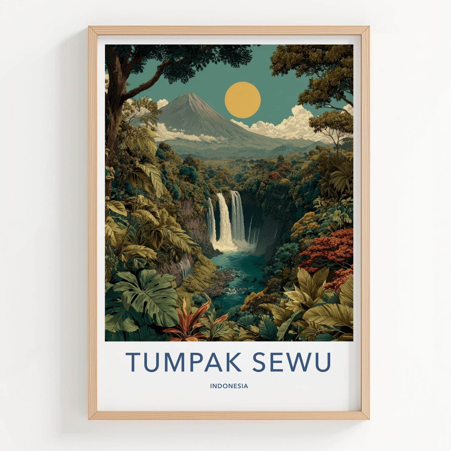 Tumpak Sewu Poster - Indonesia Wall Art - Lush Jungle Waterfall Home Decor