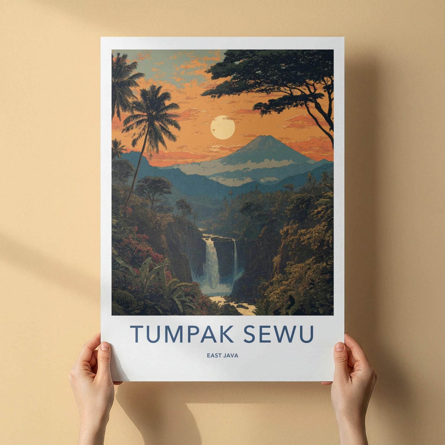 Tumpak Sewu Poster - Indonesia Wall Art - Tropical Waterfall Vista Home Decor