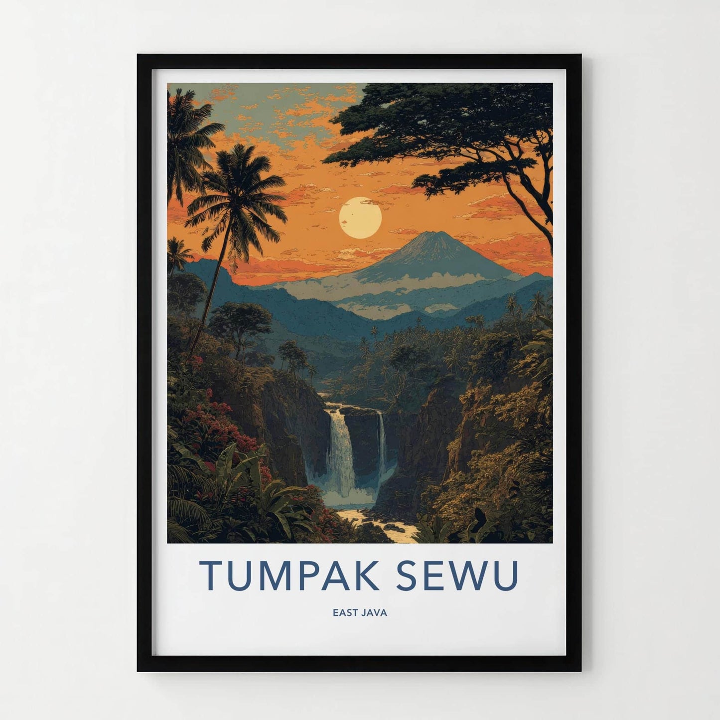 Tumpak Sewu Poster - Indonesia Wall Art - Tropical Waterfall Vista Home Decor