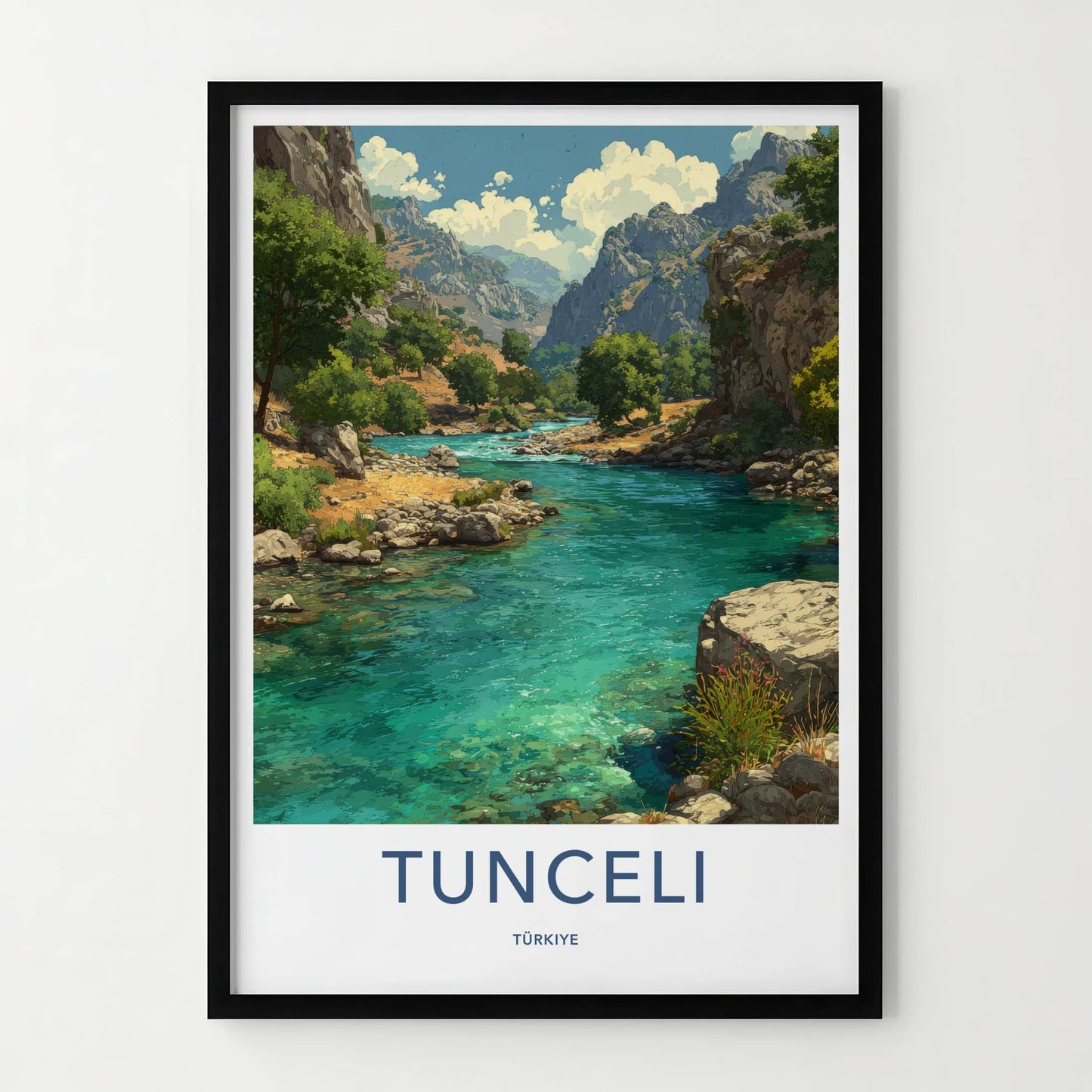 Tunceli Poster - Turkiye Travel Art - Turquoise River Valley Wall Decor