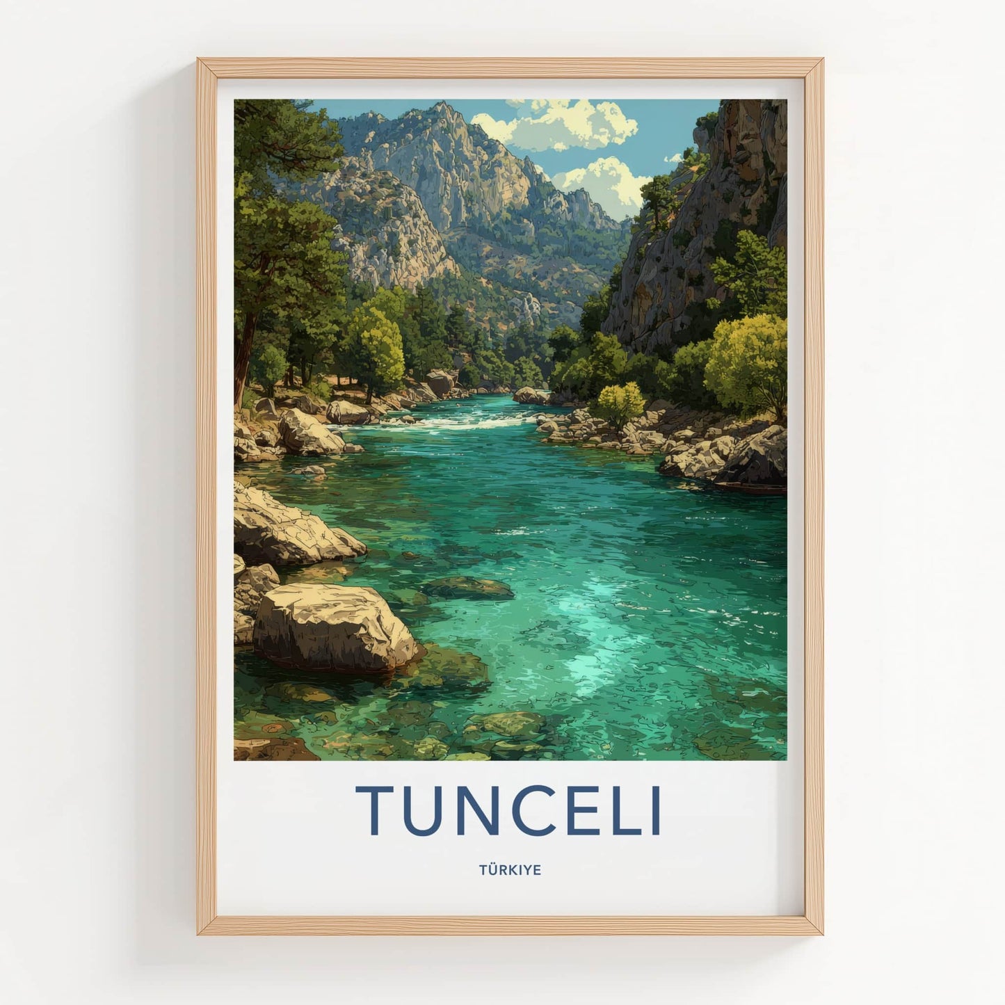 Tunceli Poster - Turkiye Wall Art - Turquoise River Mountains Home Decor