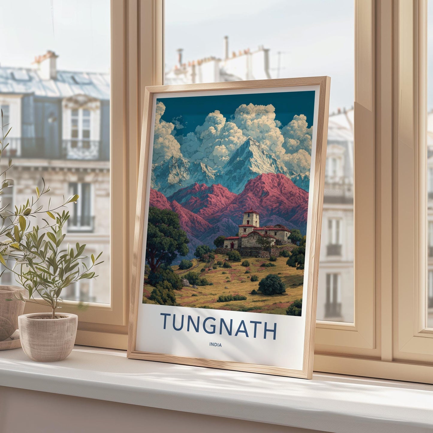 Tungnath Poster - India Travel Art - Uttarakhand Ancient Temple Peaks Wall Decor