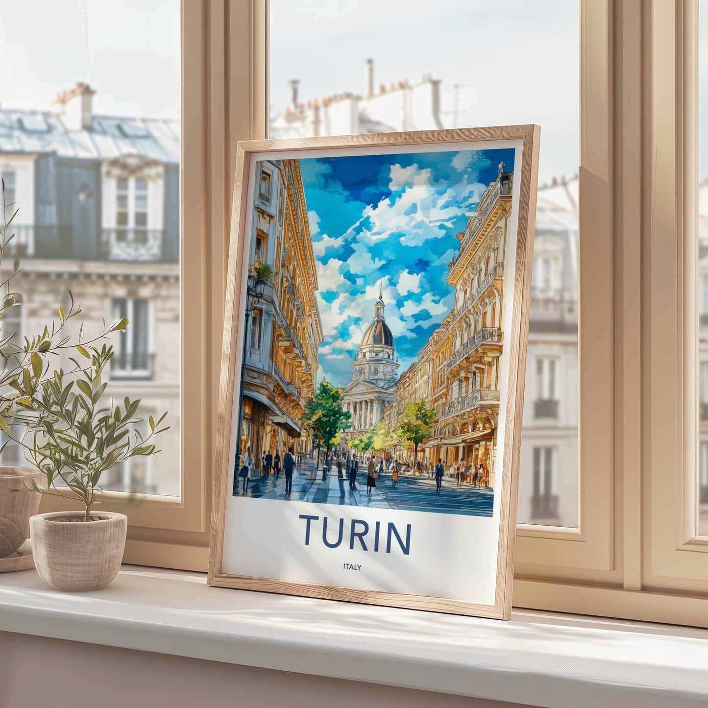 Turin Poster - Italy Framed Print - Grand City Street Framed Decor