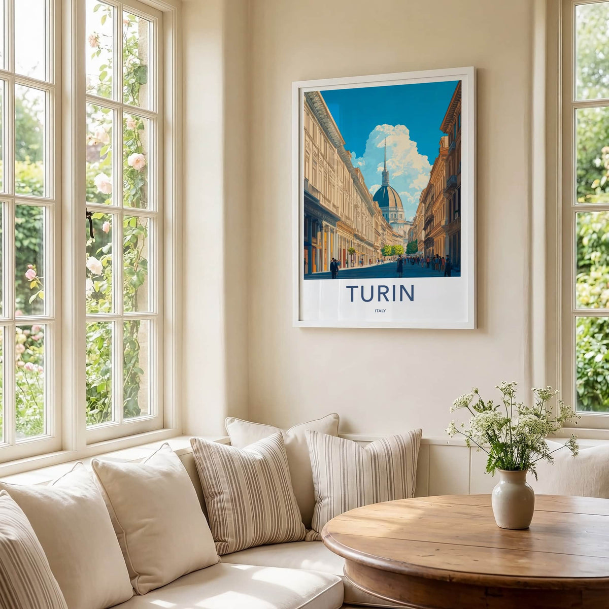 Turin Poster - Italy Travel Art - Historic City Scene Home Decor