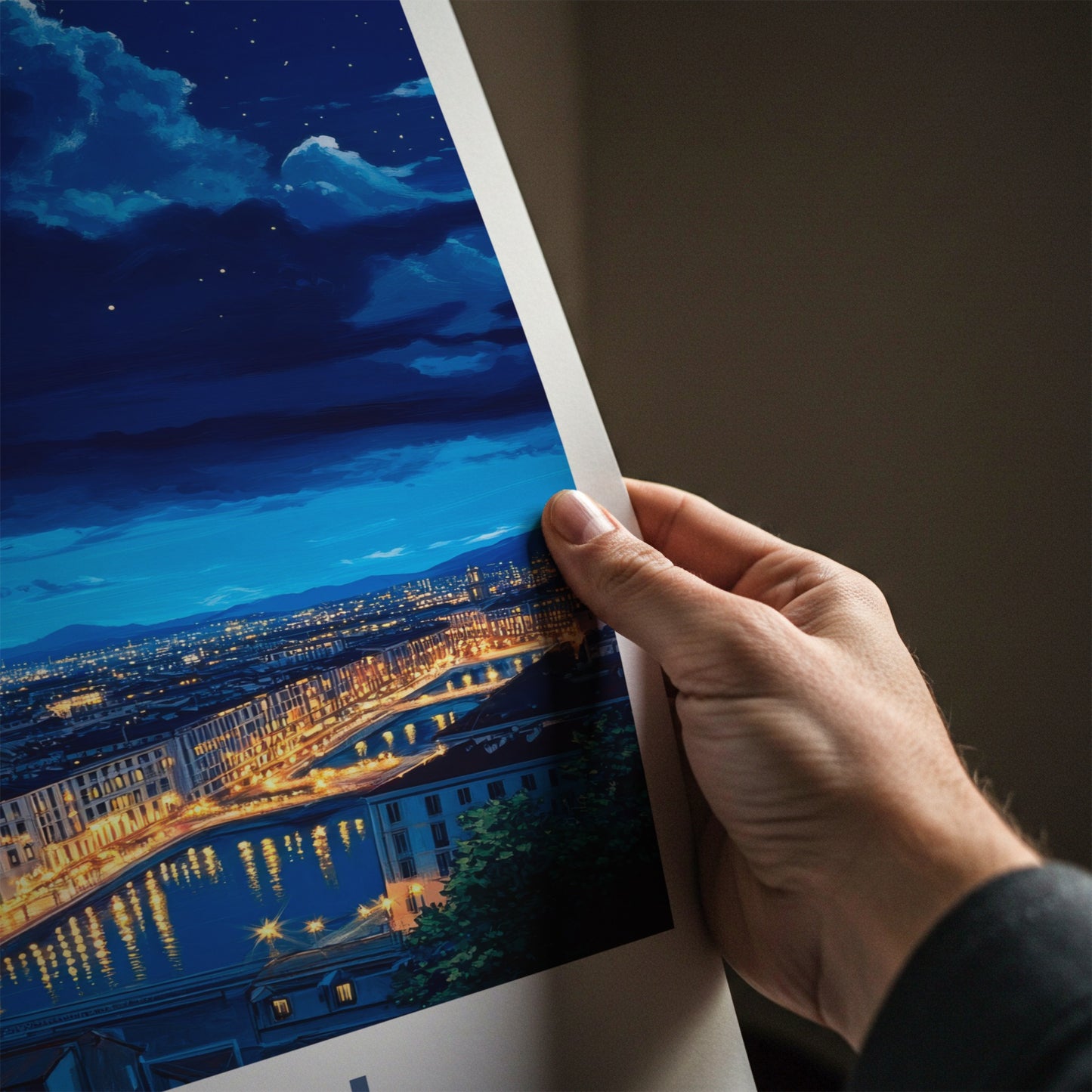 Turin Poster - Italy Travel Art - Reflected City Lights Home Decor