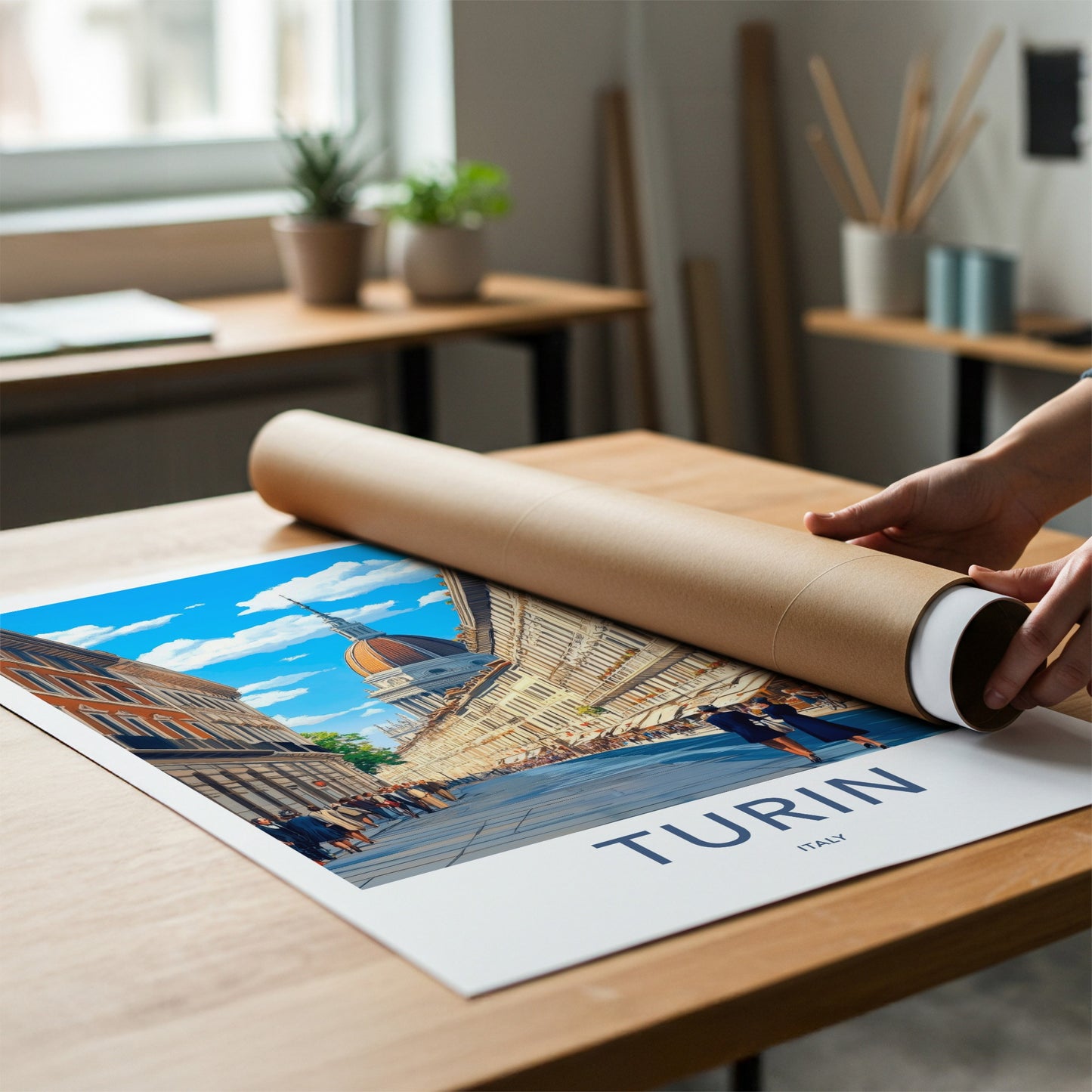 Turin Poster - Italy Travel Print - Historic City Street Framed Decor