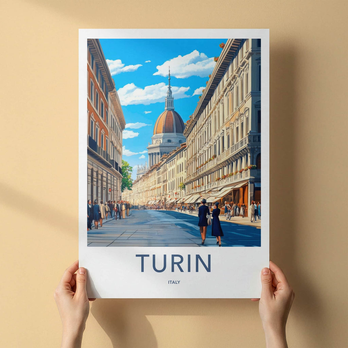 Turin Poster - Italy Travel Print - Historic City Street Framed Decor