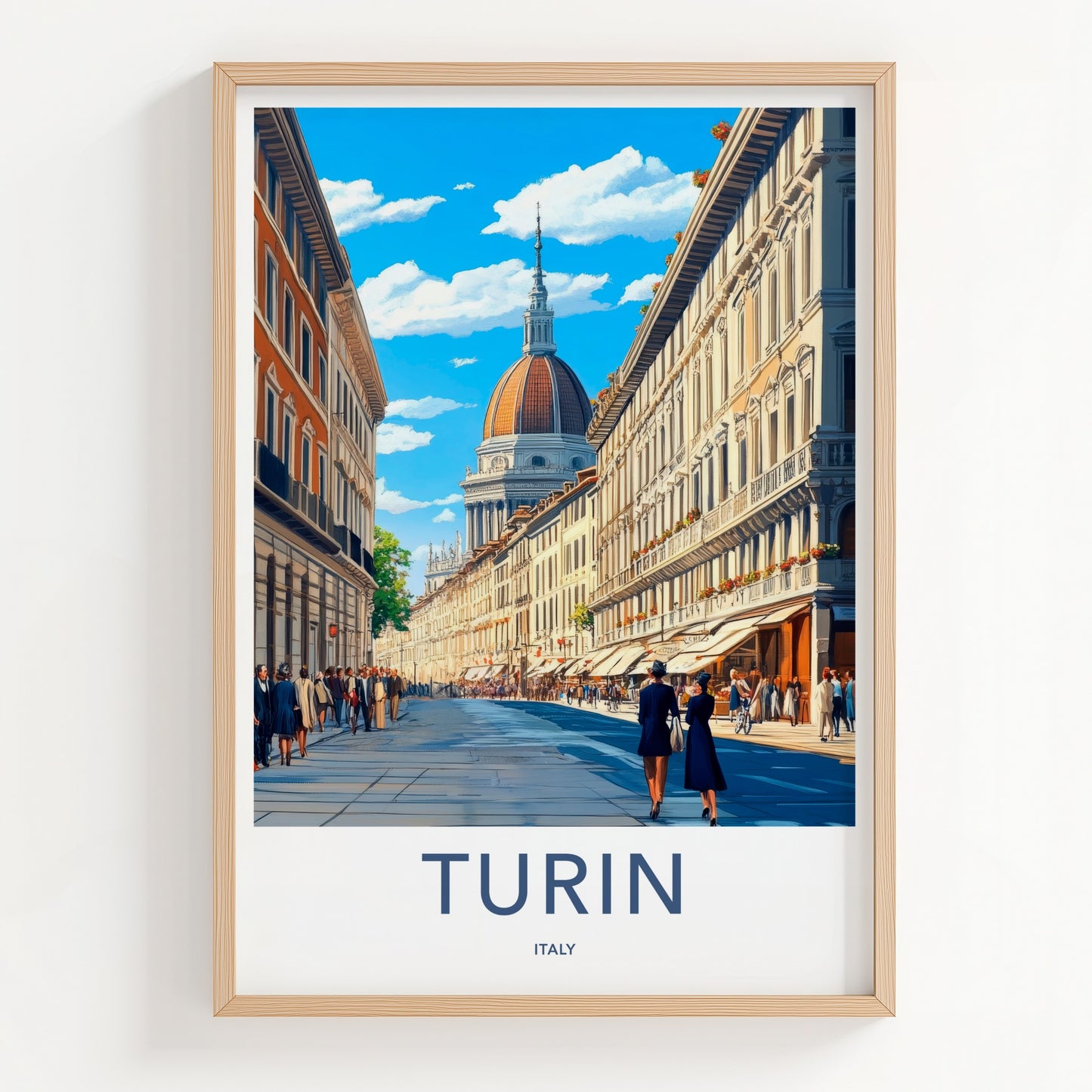 Turin Poster - Italy Travel Print - Historic City Street Framed Decor
