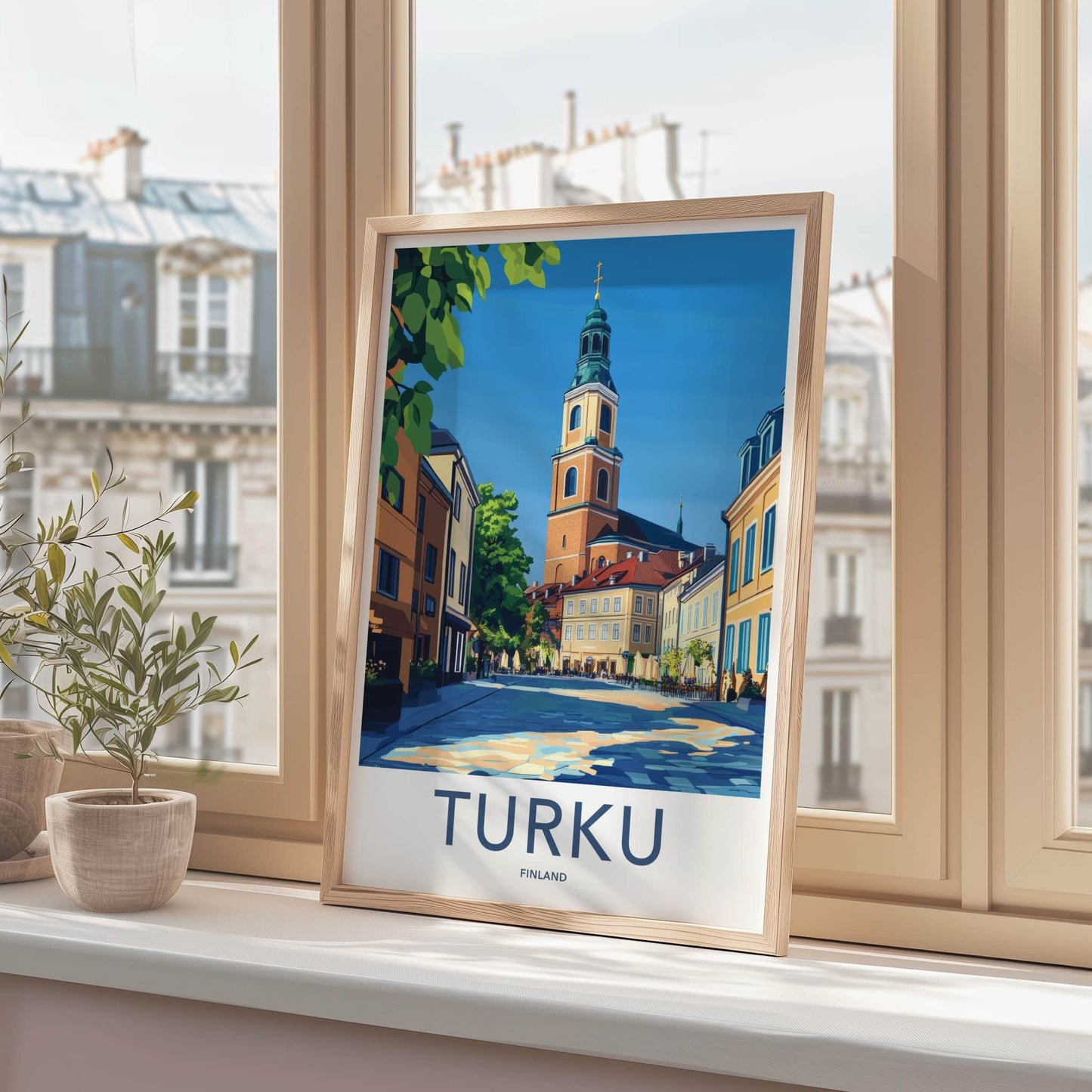 Turku Poster - Finland Travel Art - Historic Church Tower Home Decor