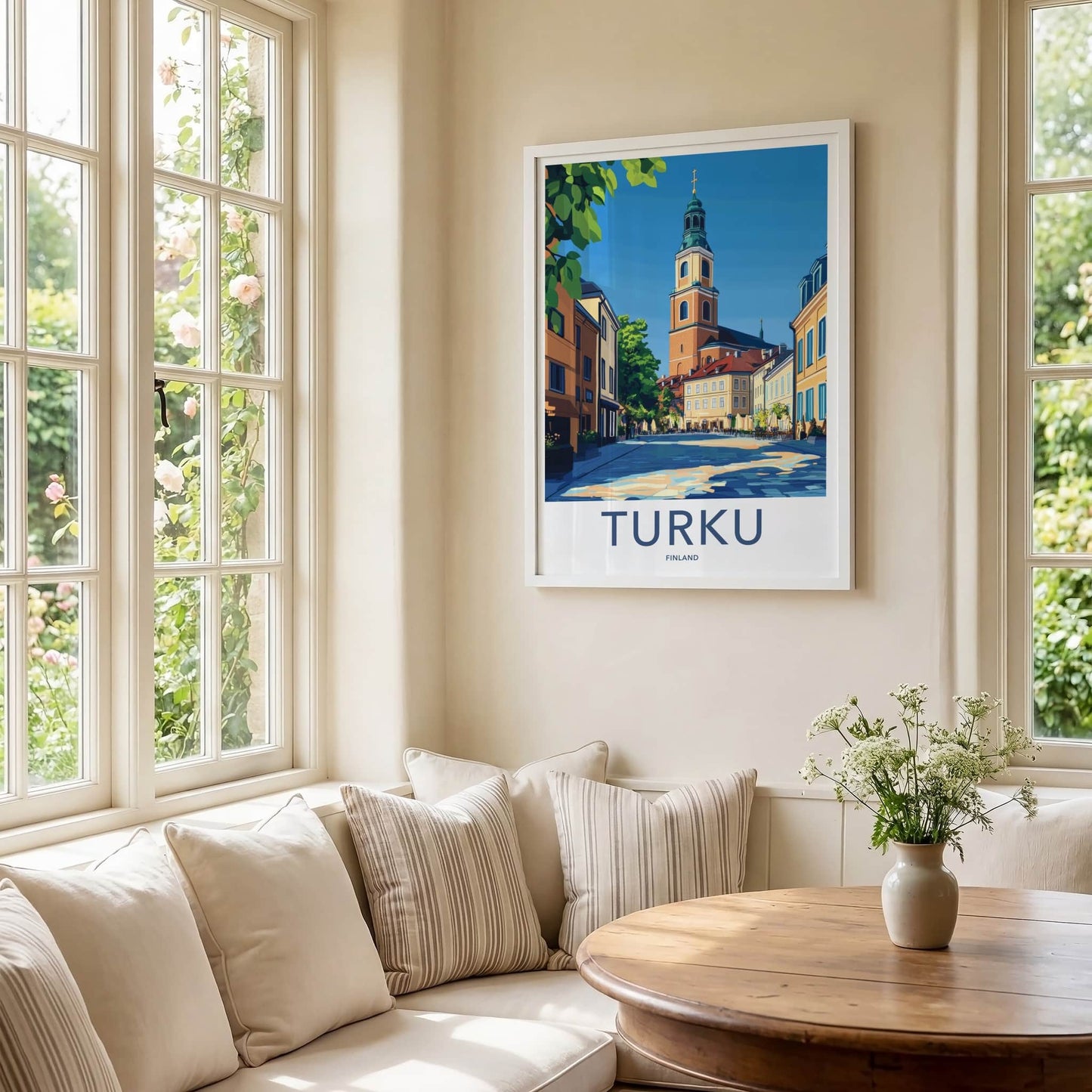 Turku Poster - Finland Travel Art - Historic Church Tower Home Decor