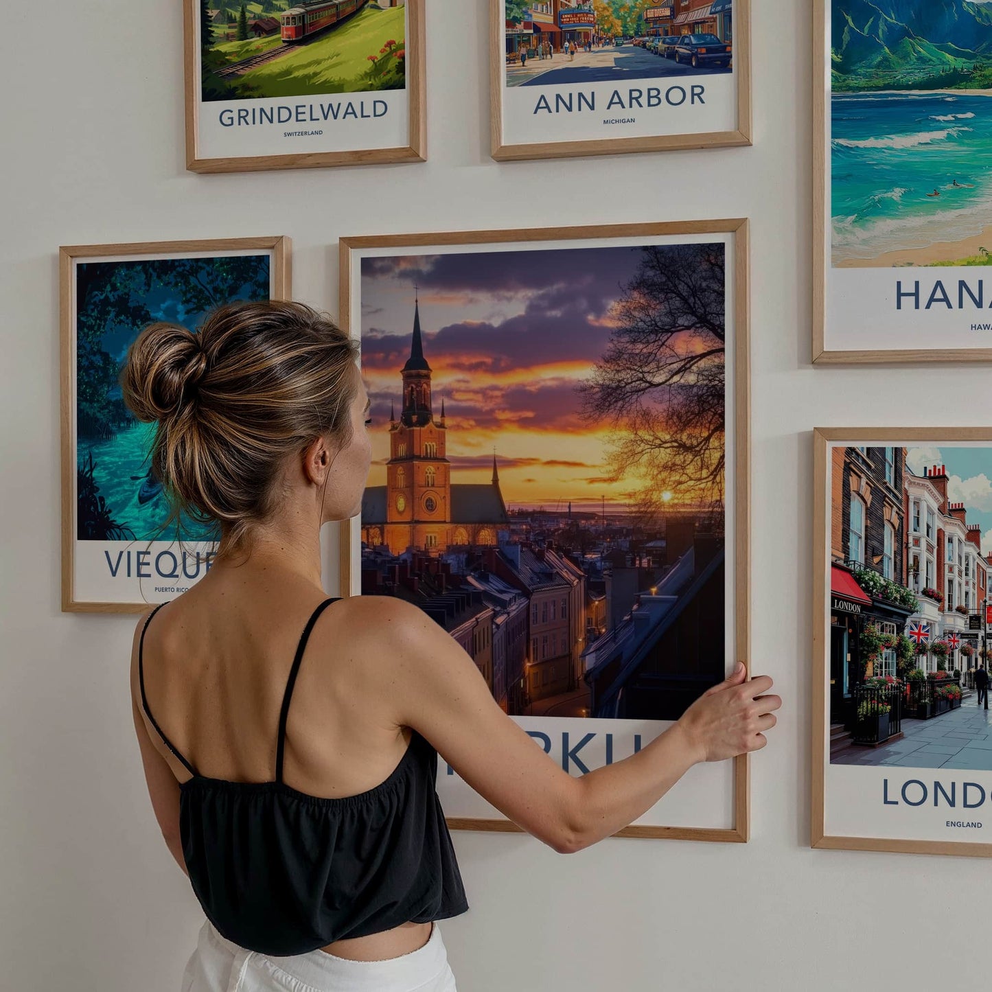 Turku Poster - Finland Travel Art - Vibrant Sunset Cityscape Home Decor