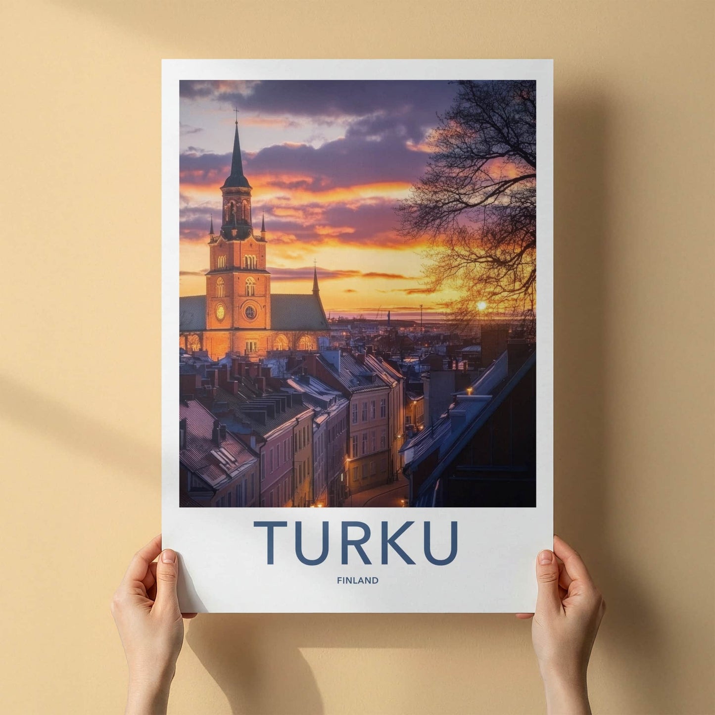 Turku Poster - Finland Travel Art - Vibrant Sunset Cityscape Home Decor