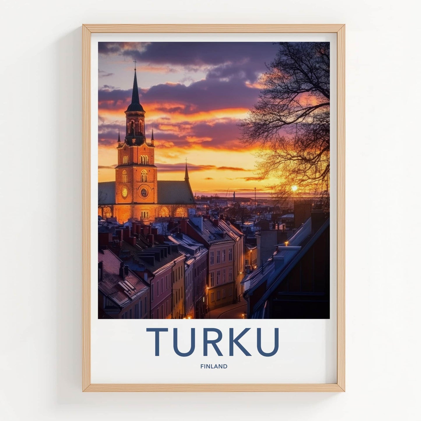 Turku Poster - Finland Travel Art - Vibrant Sunset Cityscape Home Decor