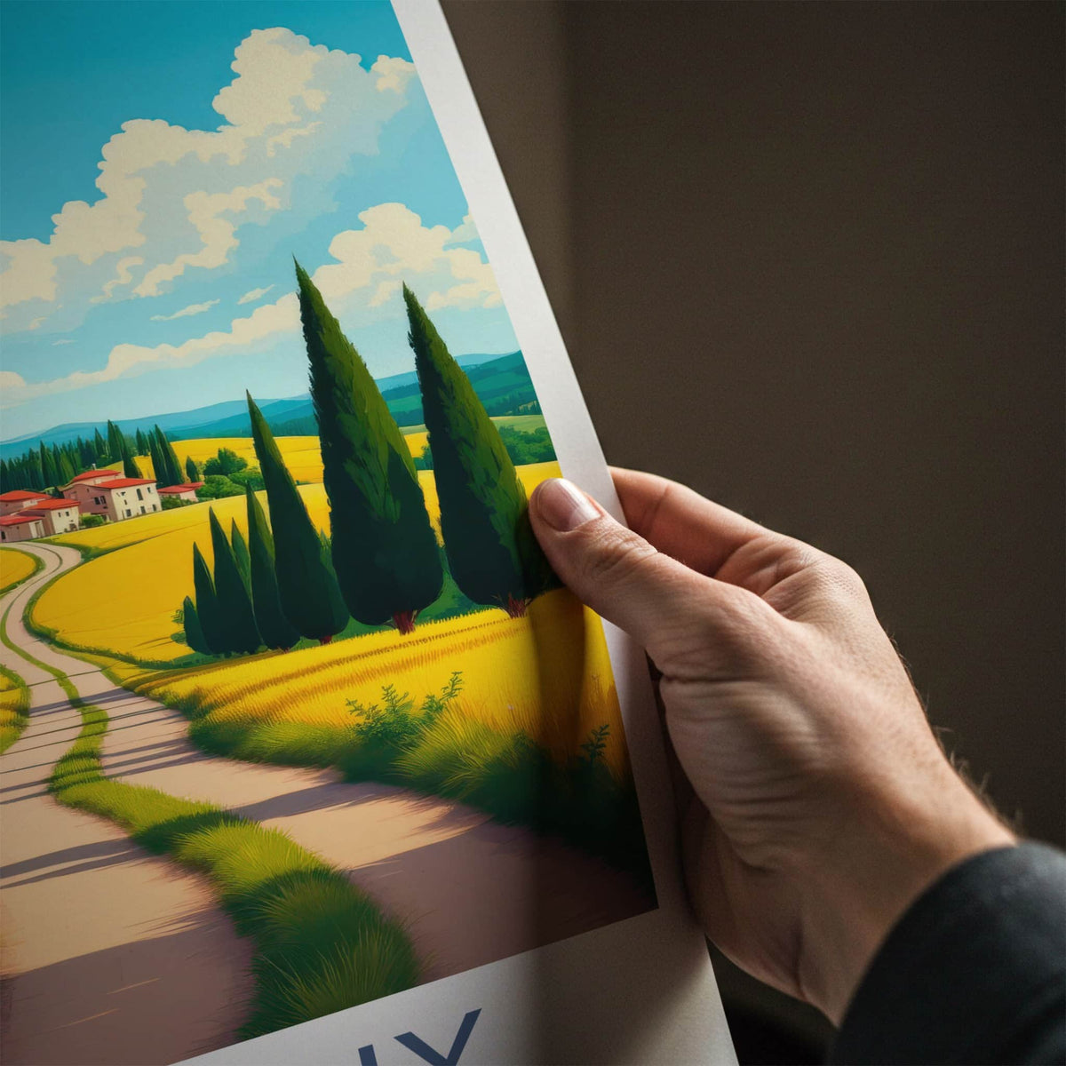 Tuscany Poster - Italy Travel Art - Golden Field Road Home Decor