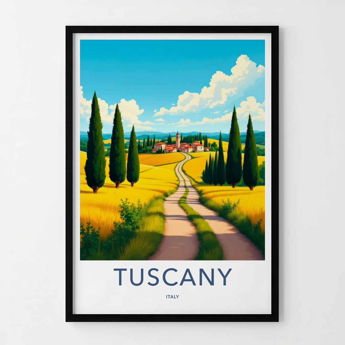 Tuscany Poster - Italy Travel Art - Golden Field Road Home Decor