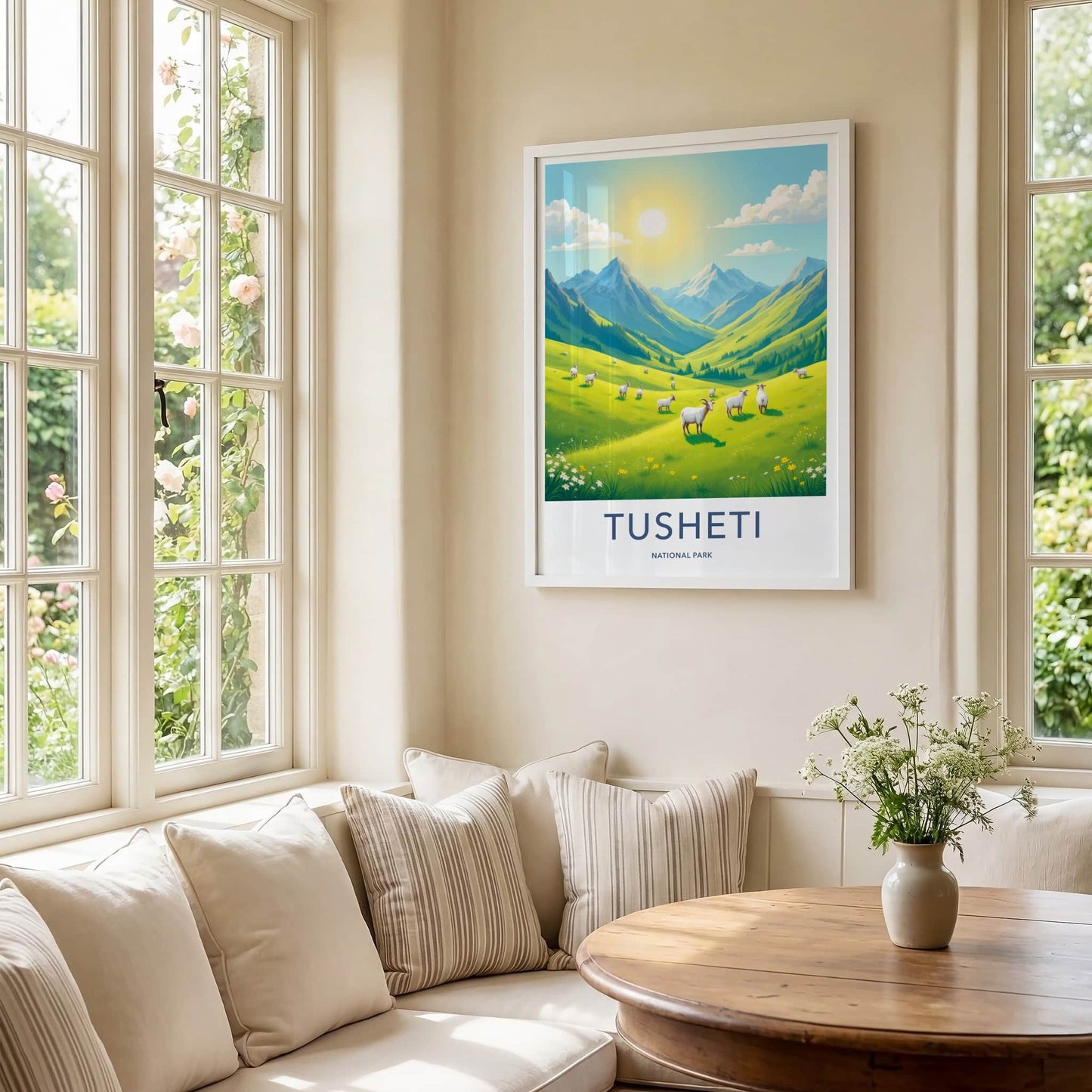 Tusheti National Park Poster - Georgia Travel Print - Sunny Mountain Pasture Home Decor