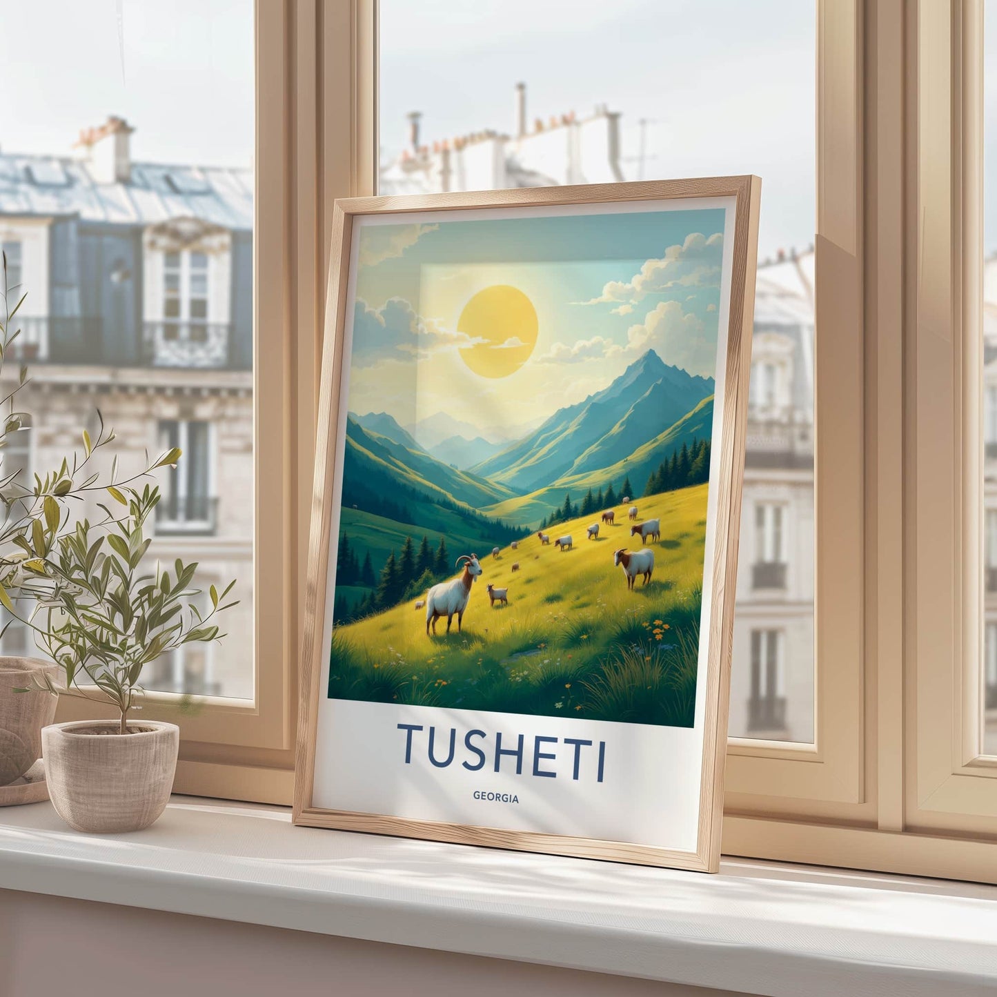 Tusheti Poster - Georgia Travel Art - Goats Sunny Hills Home Decor