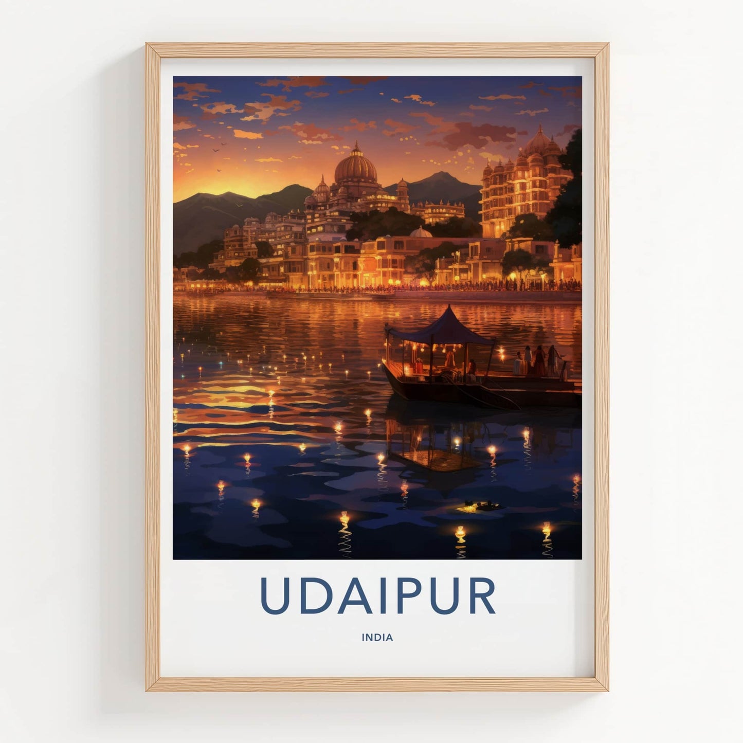 Udaipur Poster - India Framed Art - Rajasthan Lake Palace Sunset Gallery Art
