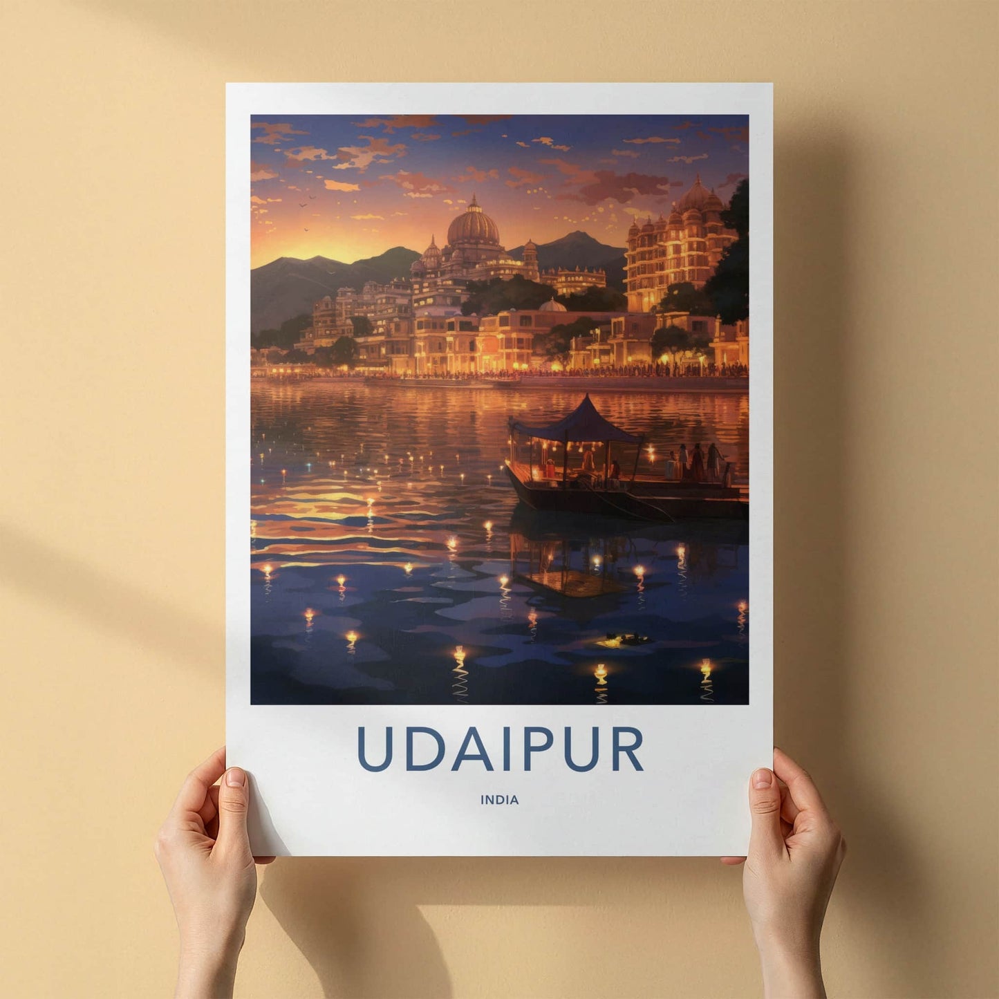 Udaipur Poster - India Framed Art - Rajasthan Lake Palace Sunset Gallery Art