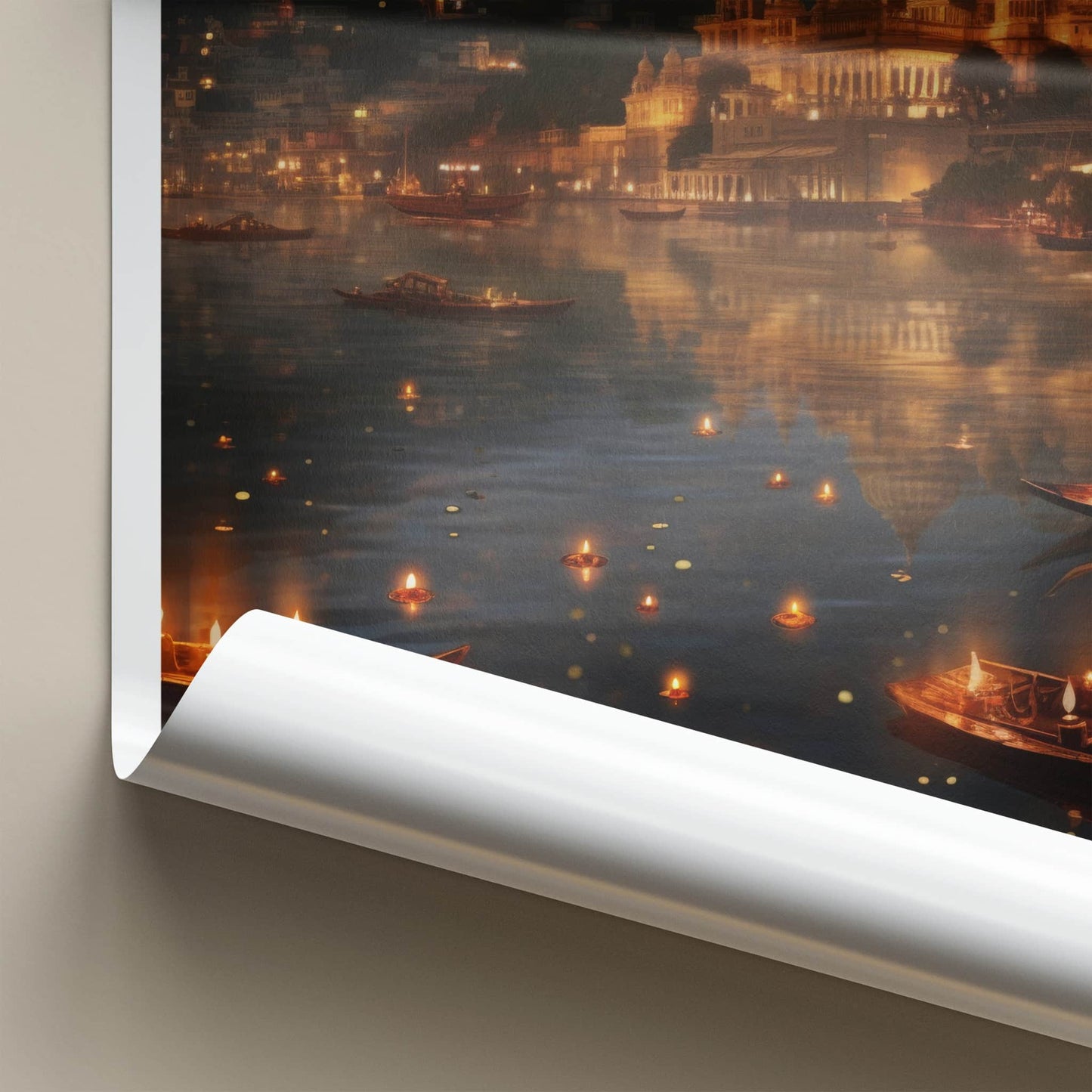 Udaipur Poster - India Wall Art - Rajasthan Floating Lamps Palace Home Decor